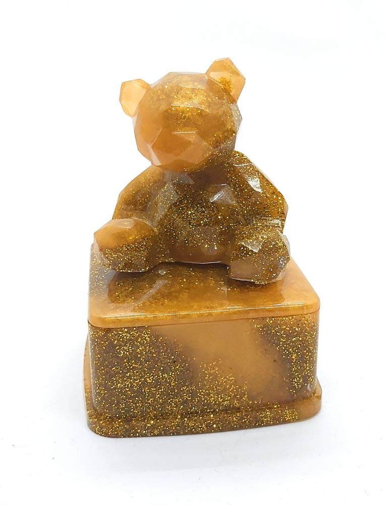 Handmade Epoxy Resin Square Jewelry Box with Teddy Bear Lid - Perfect for Storing Rings, Necklaces & Tooth Fairy Treasures - Elegant Trinket Box for Gifts & Home Decor