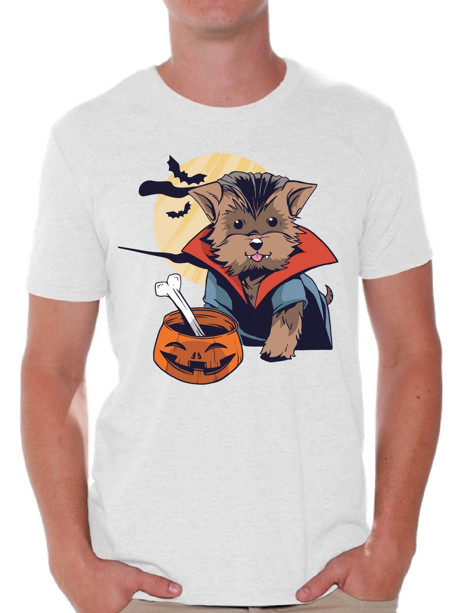 Vampire Morkie Halloween T-Shirt for Men - Funny & Spooky Dog Lover Shirt - Perfect for Halloween Parties & Costume Events