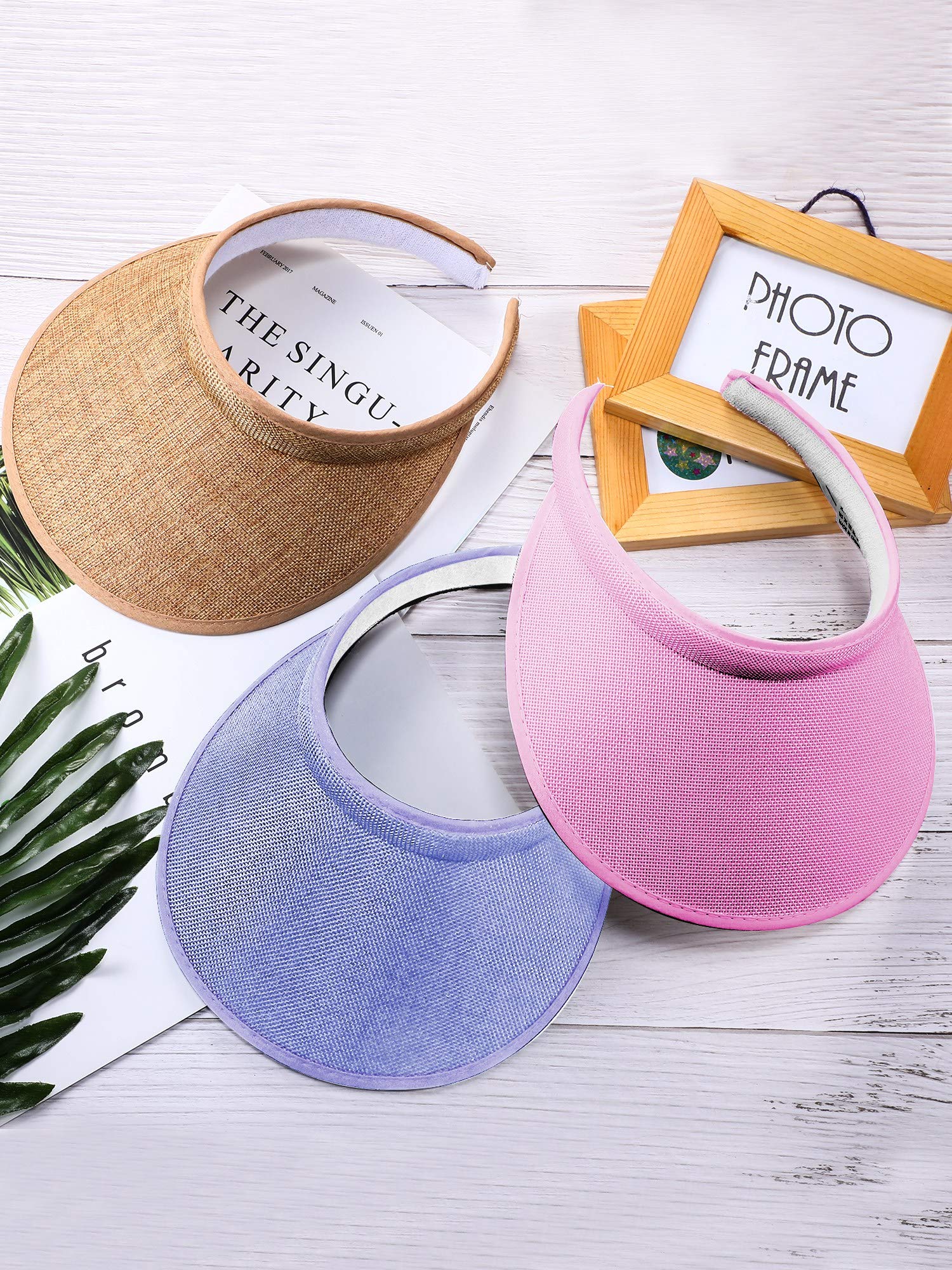 Syhood 3-Piece Wide Brim Sun Visor Hat Set - Adjustable Clip-On Summer Beach Hat & Golf Visor for Women - Perfect for Outdoor Activities, Vacations, and UV Protection