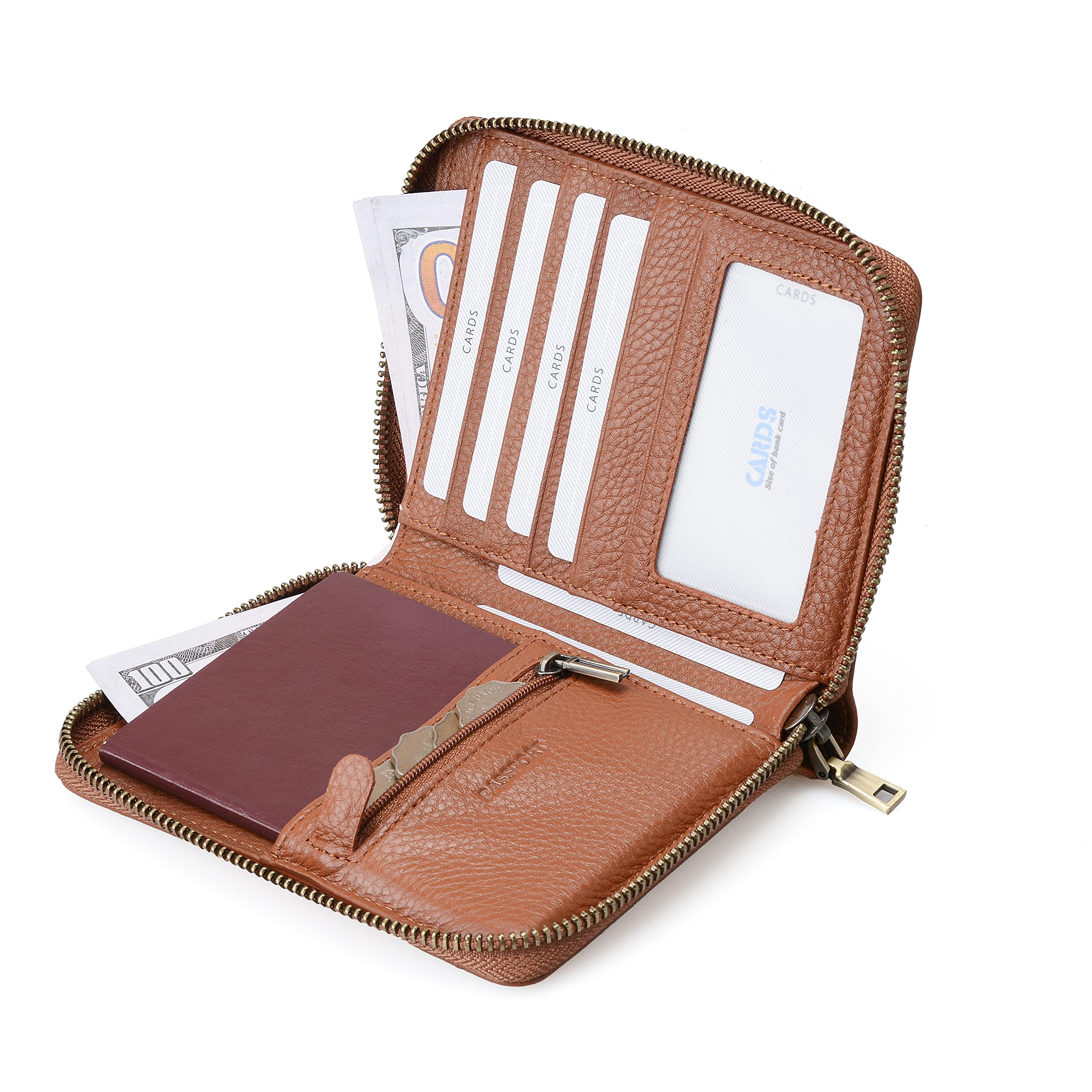RFID Blocking Slim Leather Bifold Travel Wallet for Men & Women - Holds Passport, Credit Cards & Travel Essentials | Perfect for Airports, Business Trips & Daily Use