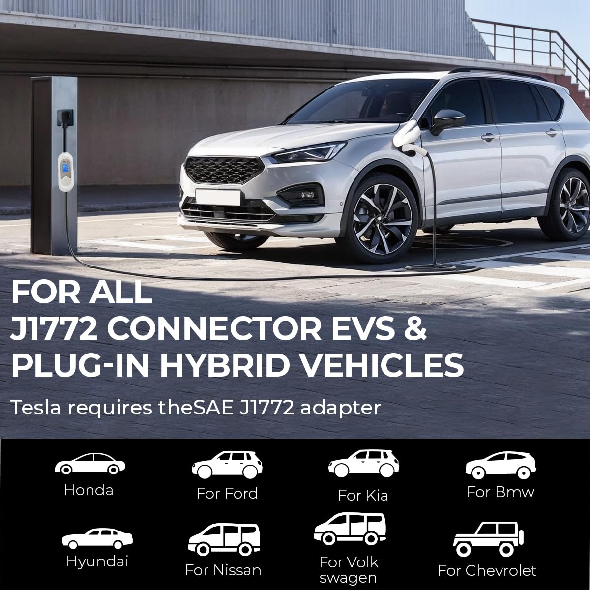 Mplus 16A Level 1 & 2 Portable EV Charger - NEMA 5-15P & 6-20 Plug - J1772 Compatible for Electric Cars - Home, Travel & Emergency Charging Solution - Fast & Safe Charging for Tesla, Nissan Leaf, Chevy Bolt & More