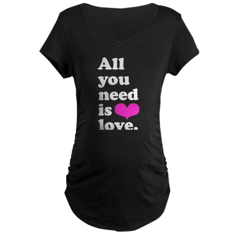 All You Need is Love Maternity T-Shirt - Dark Maternity Tee for Pregnant Women | Comfortable Cotton Pregnancy Shirt for Casual Wear, Baby Showers & Maternity Photos