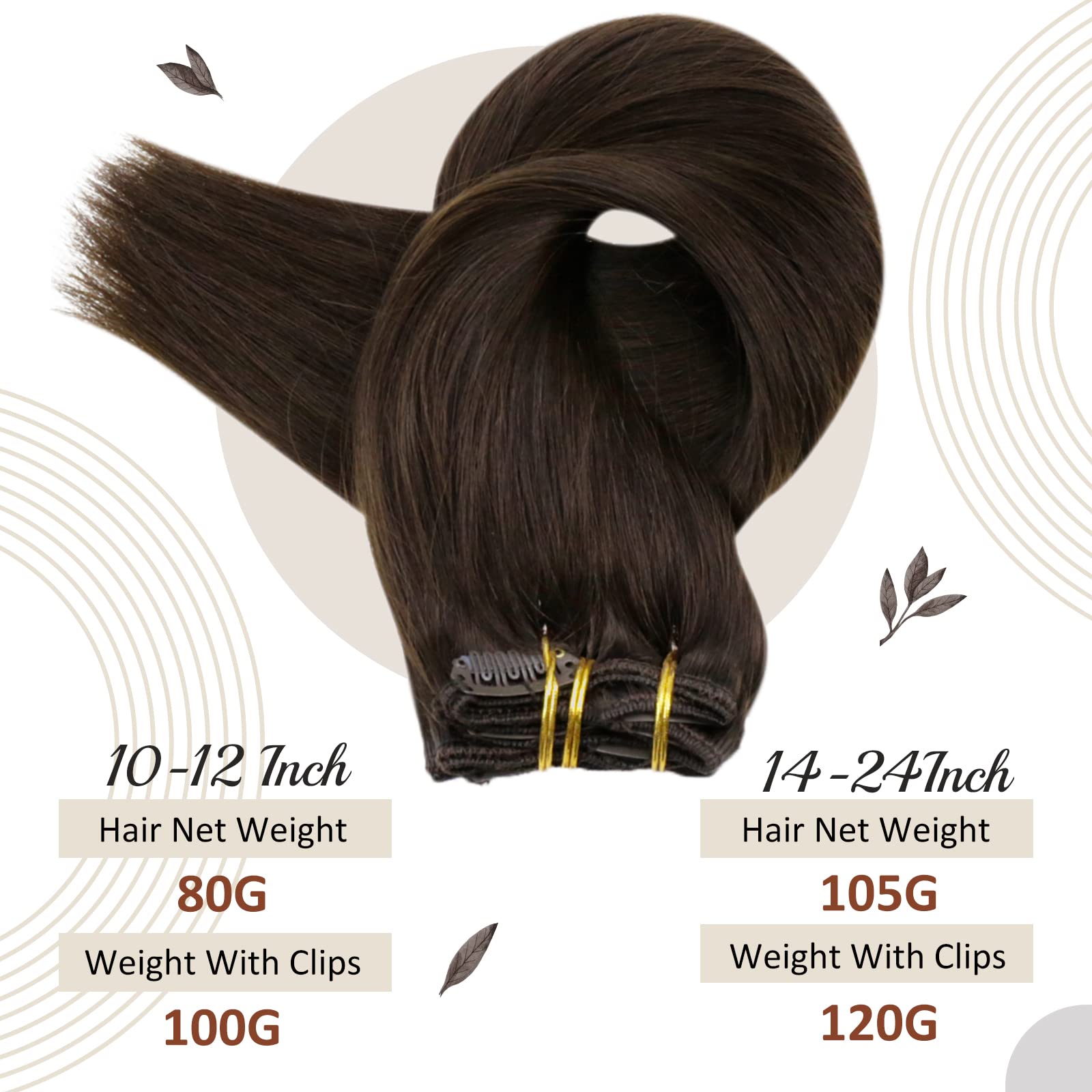 Premium Full Shine Brown Weft Hair Extensions - 100% Real Remy Human Hair Bundles & Dark Brown Clip-Ins for Natural Volume & Length | Perfect for Daily Wear, Parties & Special Occasions