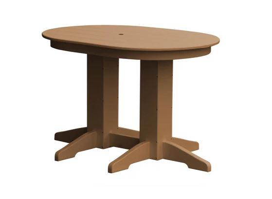 A & L Furniture Oval Dining Table with Free 2 Umbrella Holes - Perfect for Outdoor Patio, Garden, and Poolside Dining