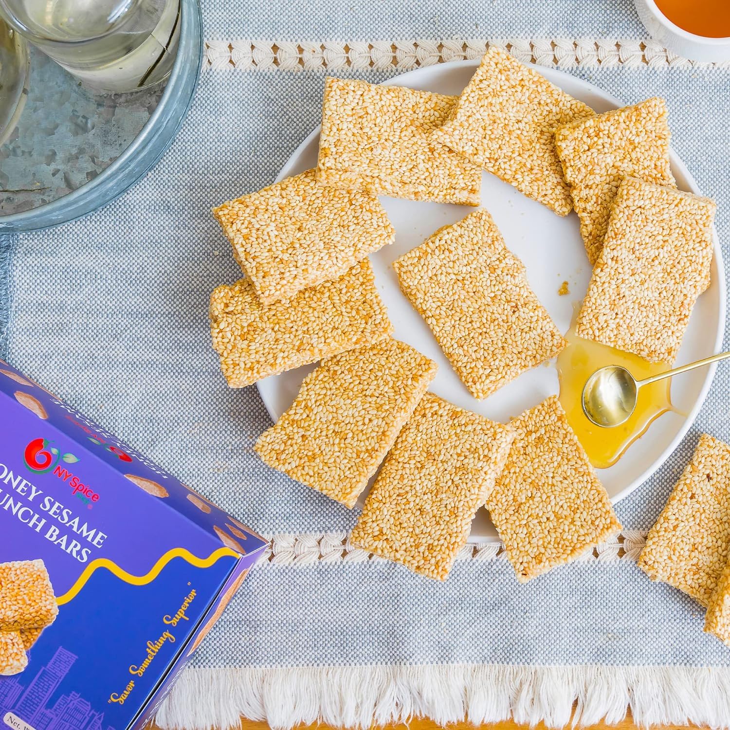 NY SPICE SHOP Premium Sesame Honey Candy Bars - 10lb Bulk Pack of Crunchy Sesame Snacks - All Natural Honey & Sesame Seed Treats - Perfect for Gifts, Parties & Healthy Snacking
