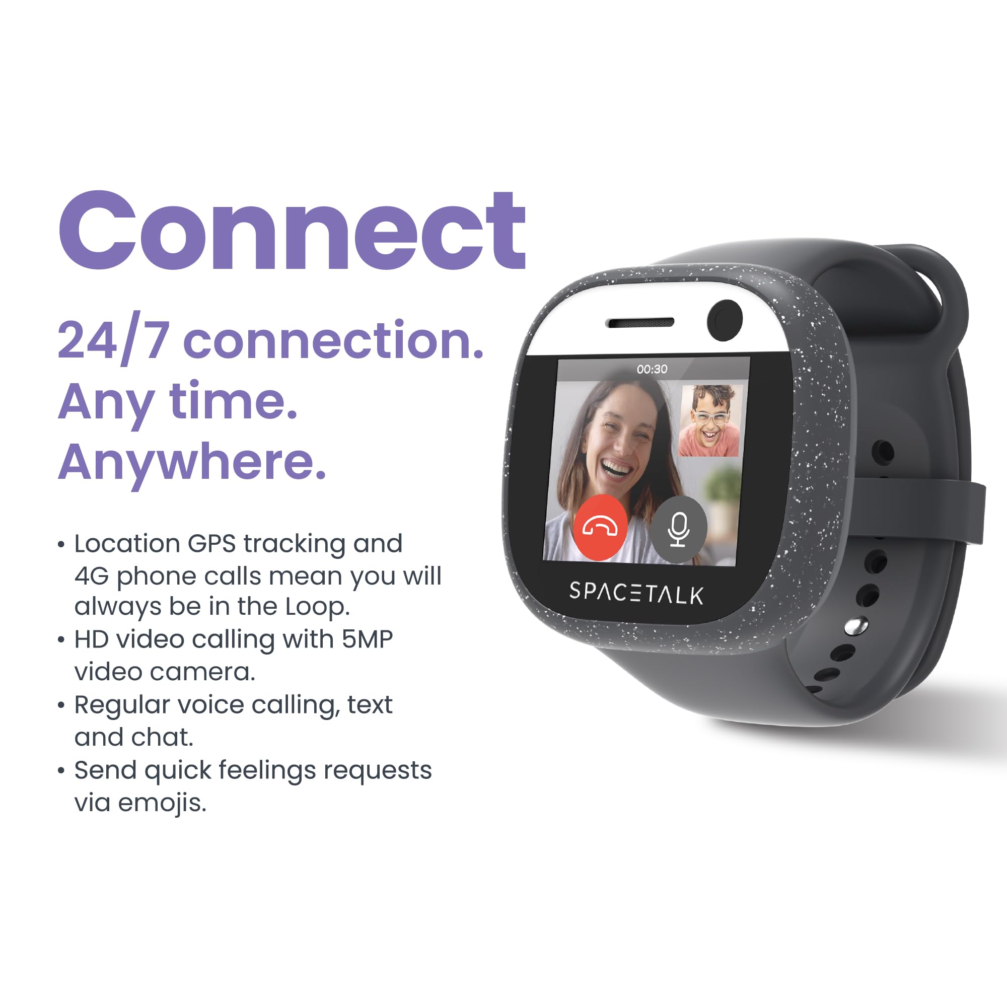 SPACETALK Kids Smart Watch 4G GPS Tracker with SOS & Camera - for School & Outdoor Safety