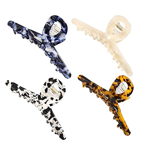 COSYOO Acetate Hair Claw Clips 4PCS Set - Strong Hold Non-Slip Large Hair Clips for Women & Girls - Perfect for Updos, Ponytails & Everyday Hairstyles