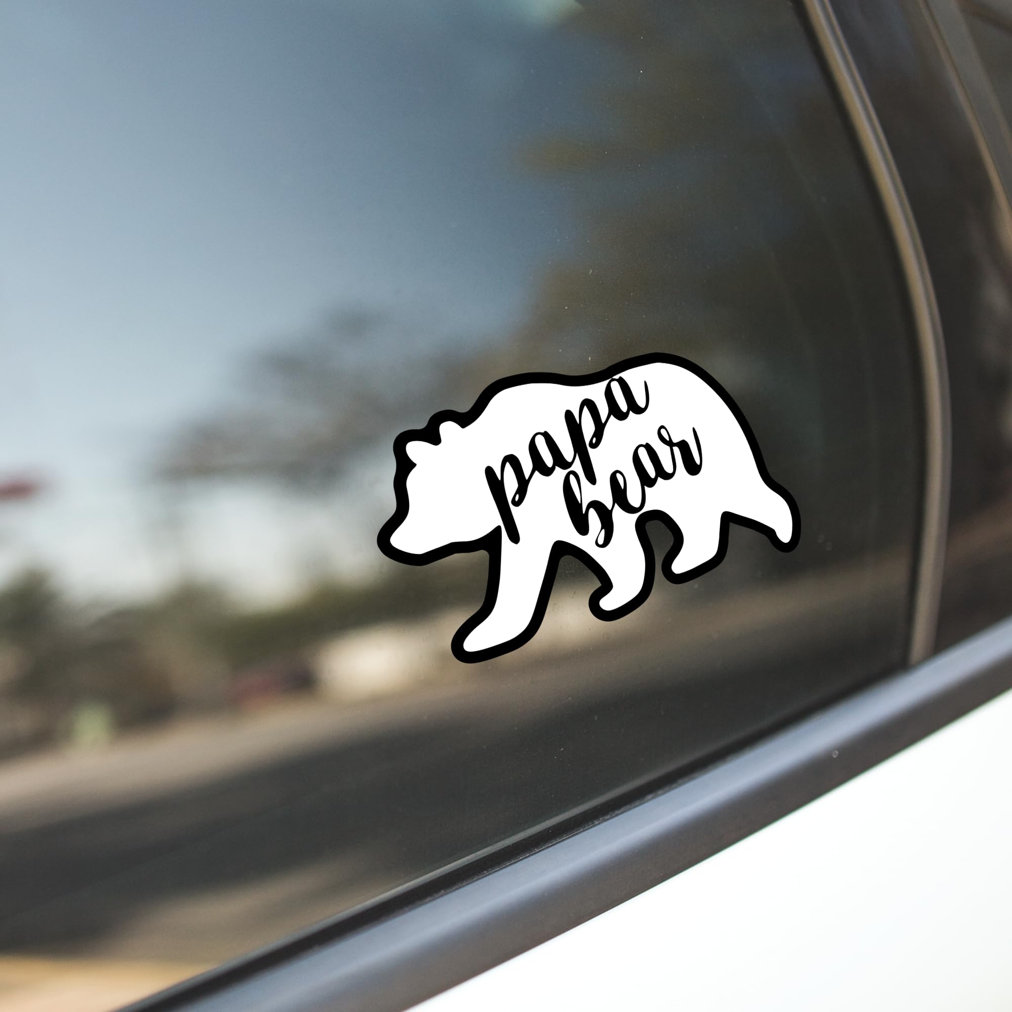 Papa Bear Vinyl Decal Sticker - 5.5 Inch White Car Sticker for Windows, Trucks, SUVs, Vans, Walls, Cups & Laptops | Durable Removable Decal KCD2399 | Perfect for Car Decoration, Home Decor & Personalized Gifts