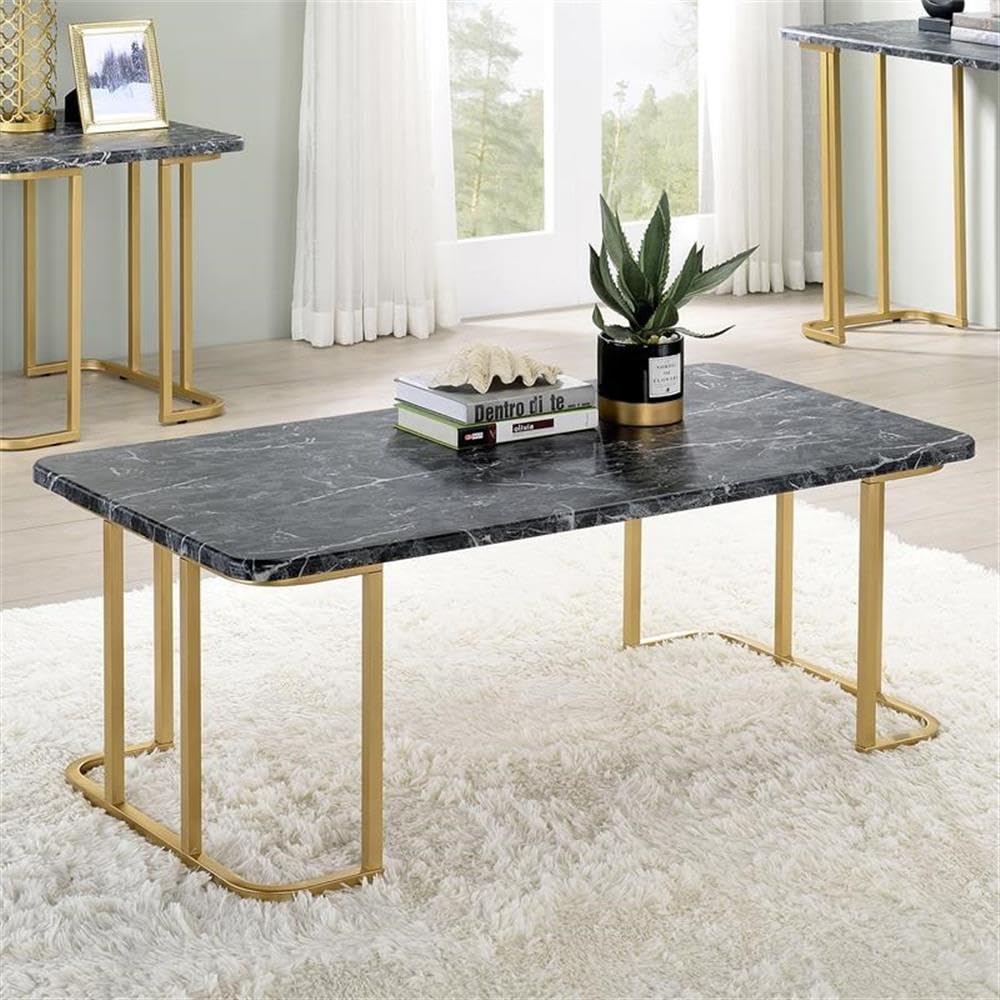Furniture of America Clotten Modern Black Metal Coffee Table - Stylish Living Room Centerpiece for Home Decor