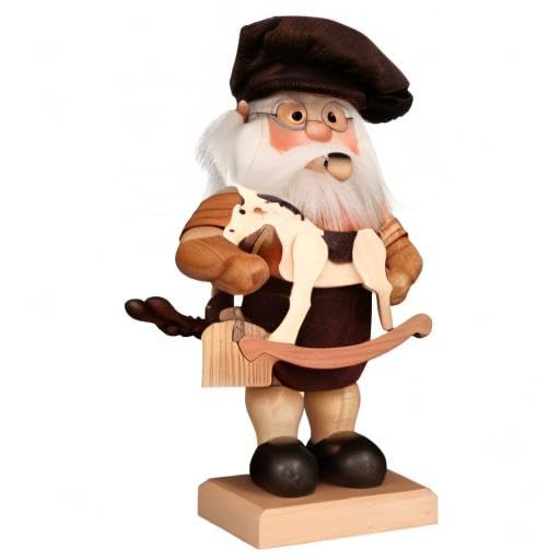 Christian Ulbricht Handcrafted Wooden Toy Maker Smoker - 13.6 Inch Natural German Christmas Decoration for Holiday Home & Tabletop Display
