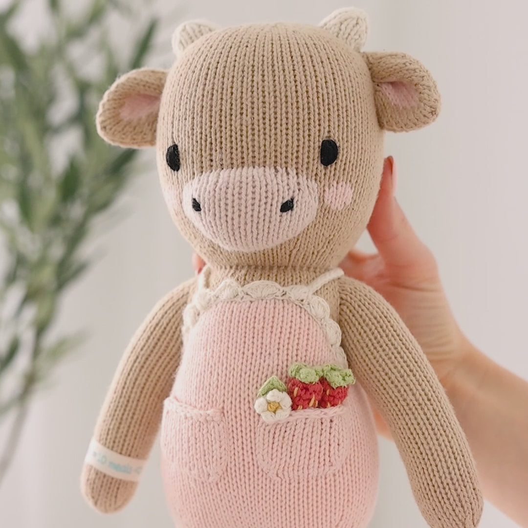 Ava the Cow Plush Toy - Powder Pink Stuffed Animal for Kids, Soft & Cuddly Gift for Birthdays & Nursery Decor