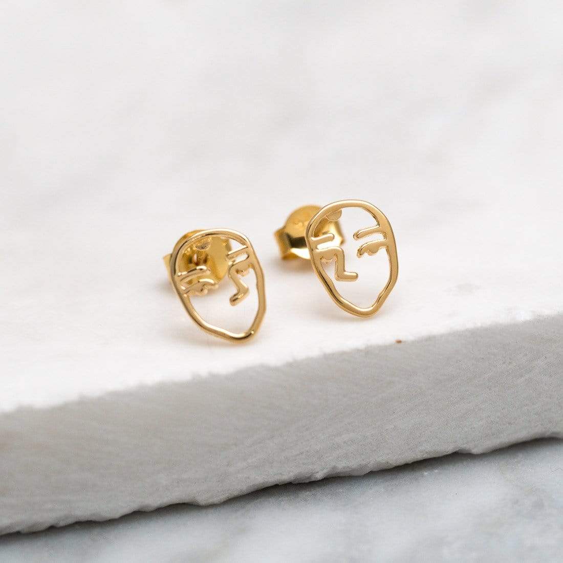 Picasso Stud Gold Earrings for Women - Minimalist 14K Gold Plated Hoop Earrings - Perfect for Everyday Wear, Parties & Gifts