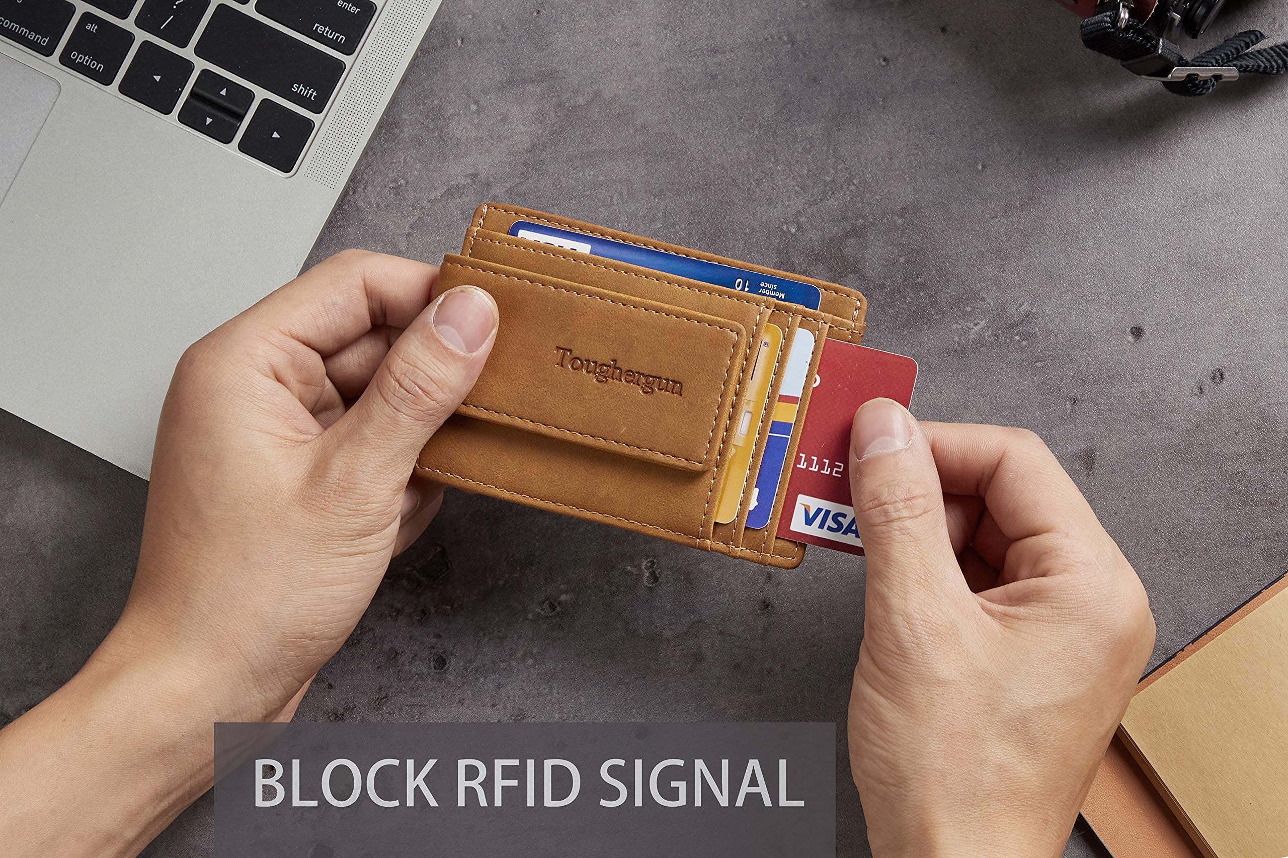 Slim Minimalist Leather Wallet for Men - RFID Blocking Magnetic Money Clip Credit Card Holder - Holds Cash & Cards - Perfect for Travel, Business & Everyday Use