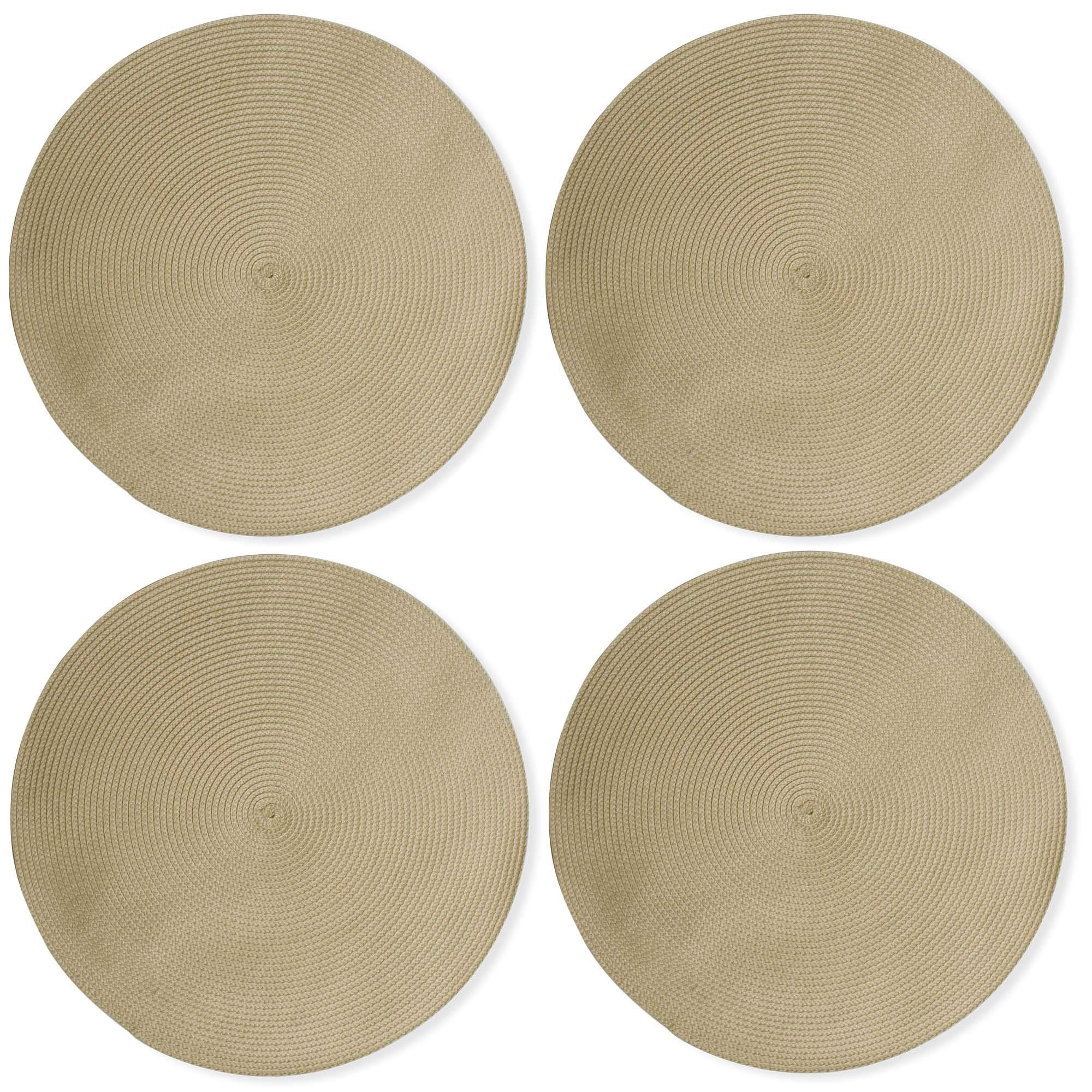 Handwoven Round Placemats Set of 4 - 15 Inch Natural Beige Table Mats for Dining, Kitchen & Home Decor | Perfect for Dinner Parties, Holiday Gatherings & Everyday Meals