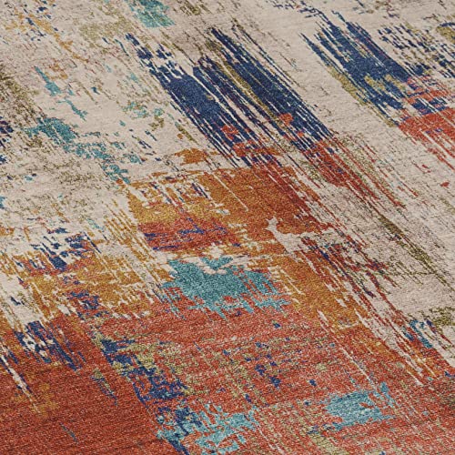 Quinn Abstract - Beige Blue Rust