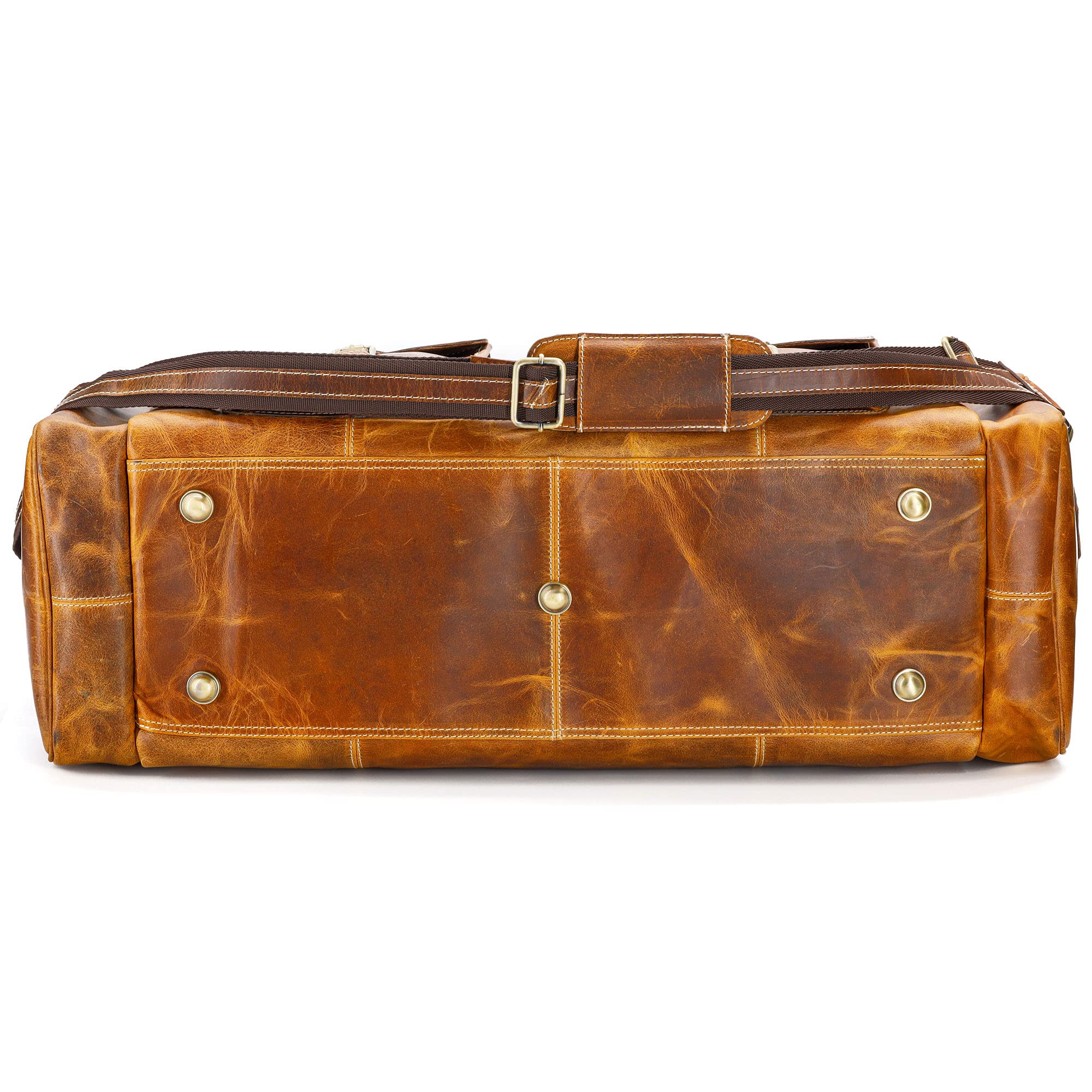 28 Inch Leather Duffel Bag for Travel, Gym & Sports - Distressed Tan Overnight Weekender Holdall - Perfect for Cabin Carry-On, Workout & Weekend Getaways