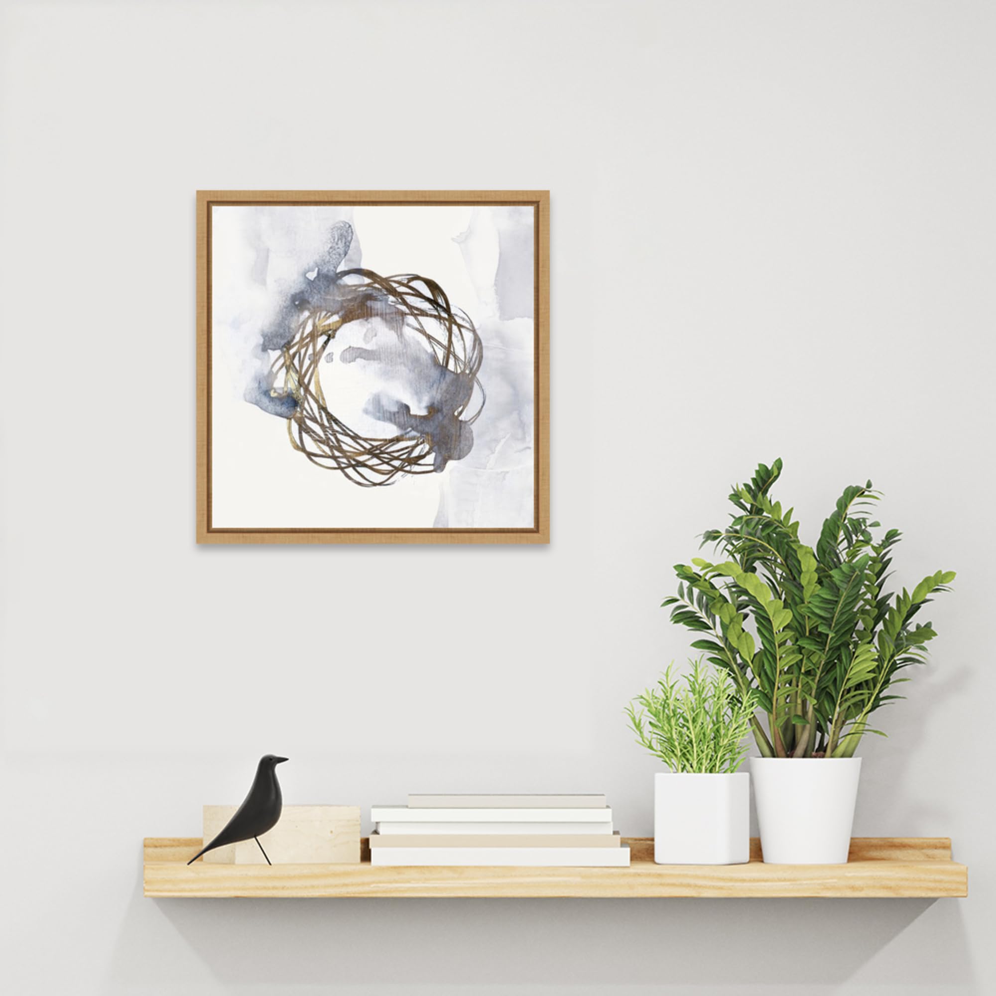 Amanti Art Framed Canvas Wall Art 16x16 - Einstein Atom II Abstract Painting by Eva Watts, Modern Framed Artwork for Living Room, Bedroom, Office Decor | Perfect for Home, Office & Gift Giving