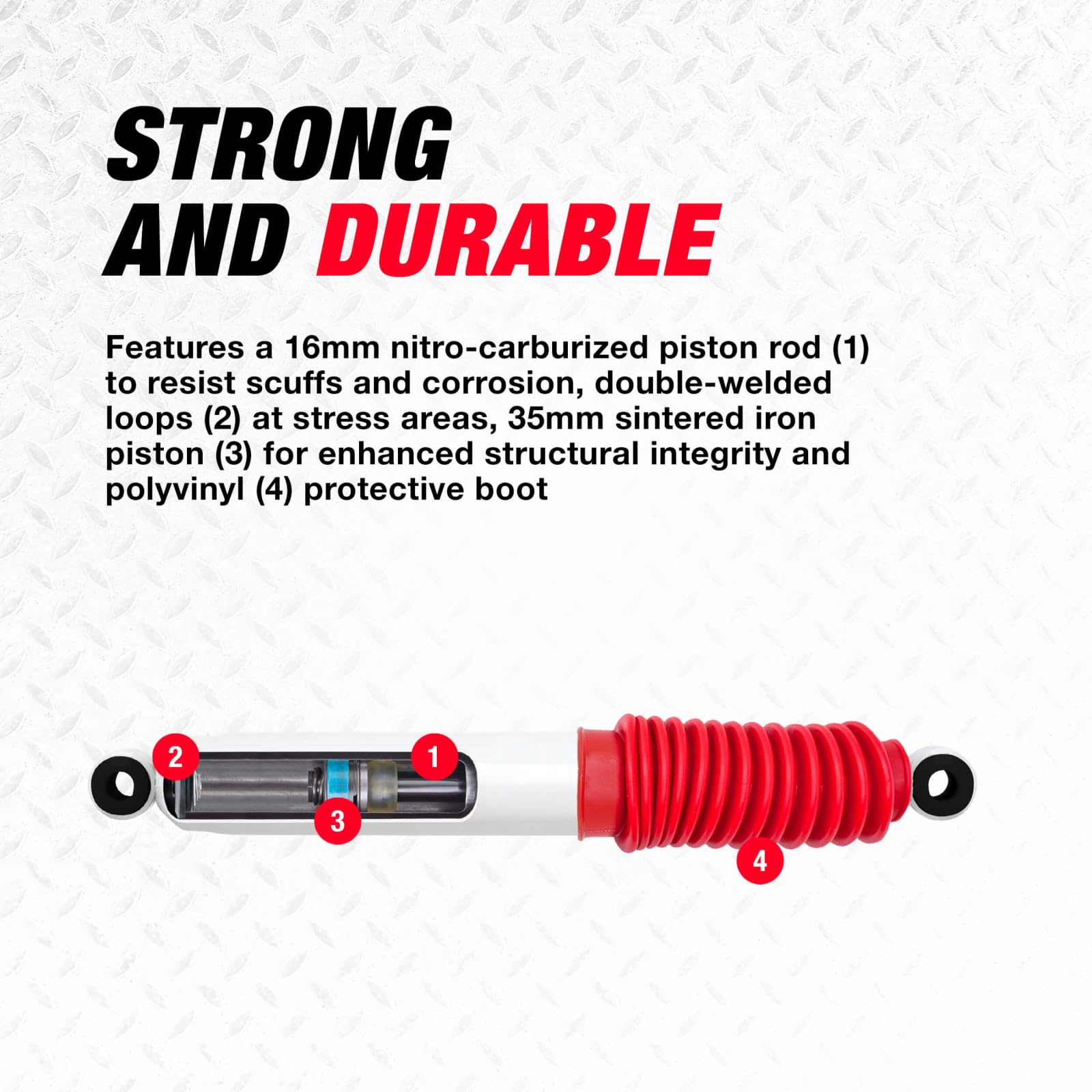 Rancho RS5000X Gas Shocks Set for 2013-2014 Dodge Ram 3500 4WD RWD - Heavy Duty Suspension Upgrade for Off-Roading, Towing & Improved Ride Comfort