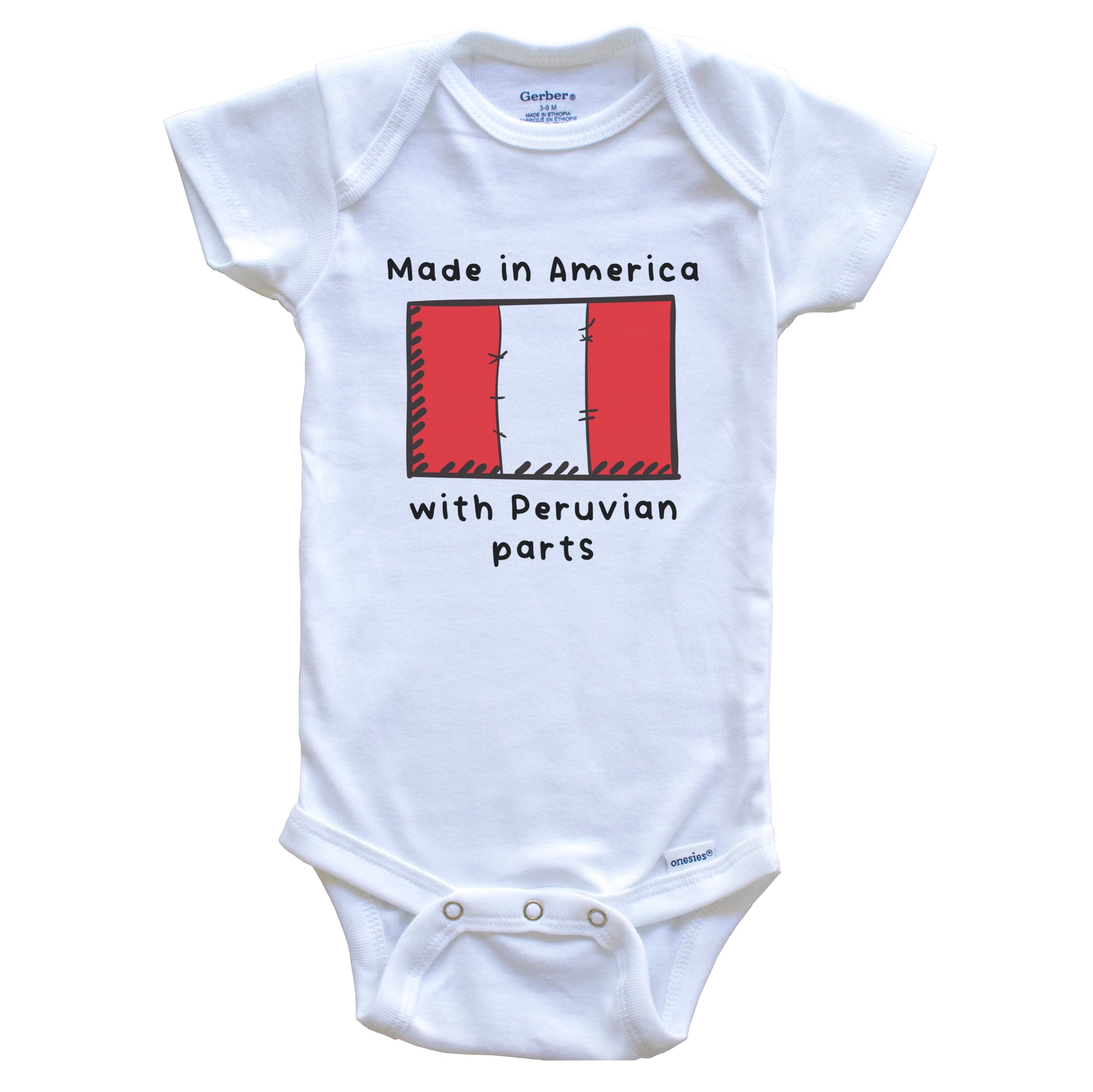 Peruvian Flag One-Piece Baby Bodysuit - Made in USA with Premium Peruvian Fabric | Perfect for Cultural Celebrations & Patriotic Events