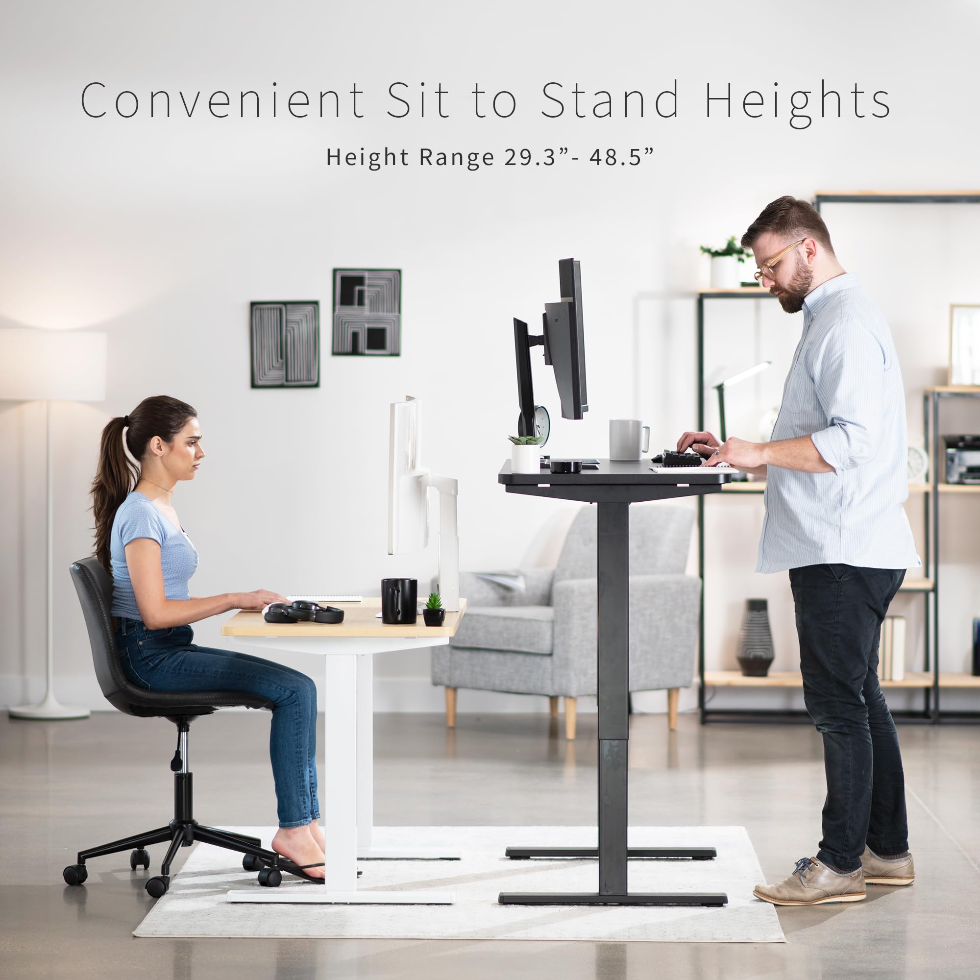 VIVO Electric 43 x 24 Inch Adjustable Height Standing Desk with Memory Controller, 1B Series - Dark Walnut Top & Black Frame (DESK-KIT-1B4D) for Home Office & Workspace Ergonomics