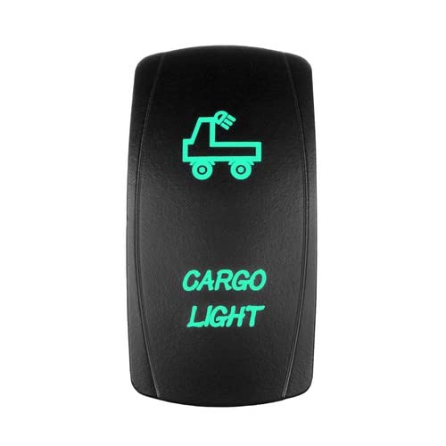STV Motorsports Laser Green Rocker Switch 20A 12V LED Cargo Light - Waterproof On/Off Switch for Trucks, Boats & Off-Road Vehicles - Perfect for Bed Lights, Utility Trailers & Marine Applications