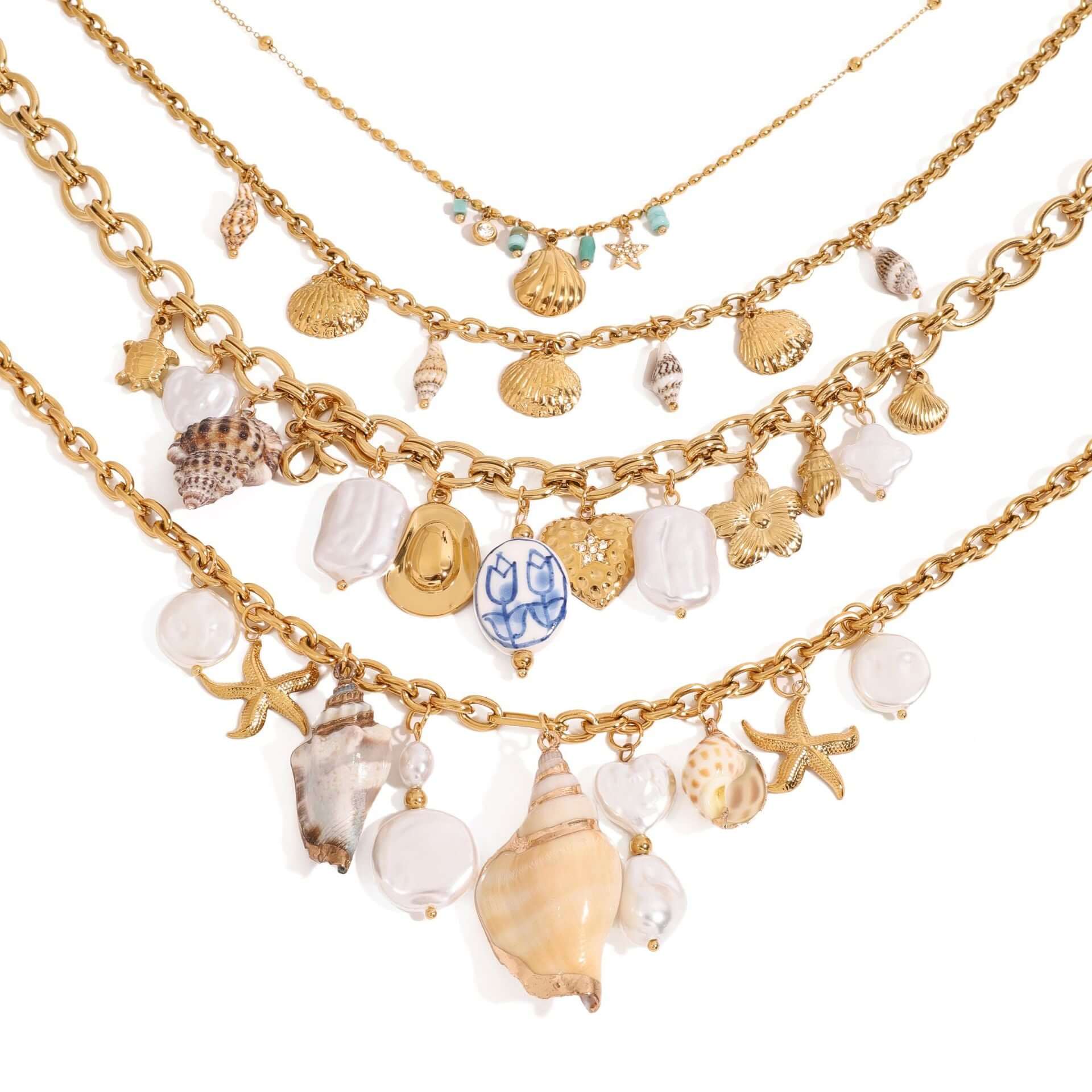 Boho Starfish Conch Shell Necklace - Handmade Beach Jewelry for Women | JDN5011 | Perfect for Summer Vacations, Beach Weddings & Boho Fashion Accessories