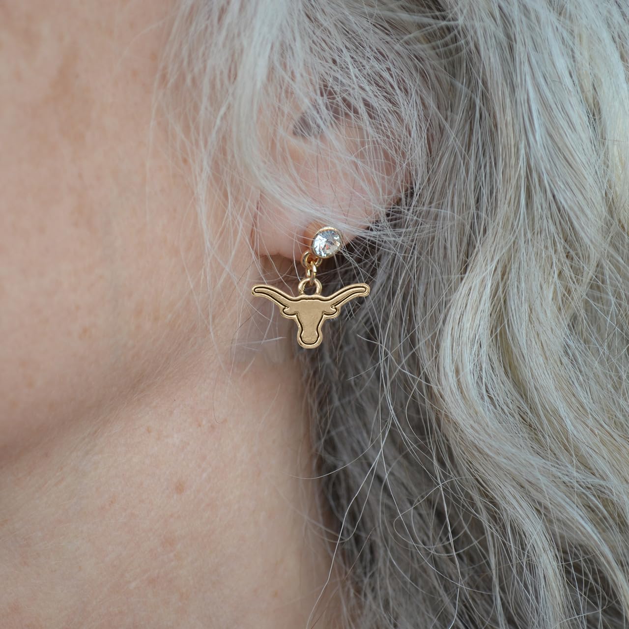 Texas Longhorns Lydia Gold Earrings - Licensed UT Jewelry Gift for Women - Perfect for Game Day, Graduation & Longhorns Fan Gifts