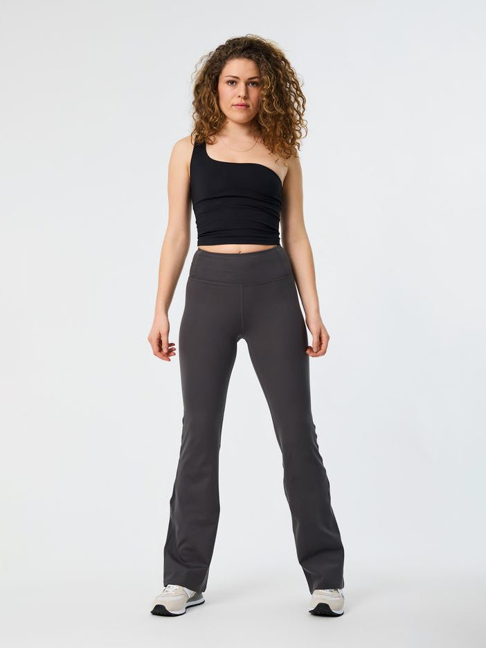 Girlfriend Collective High Waist Compressive Flare Leggings for Women - Moon Color - Yoga, Running & Everyday Wear