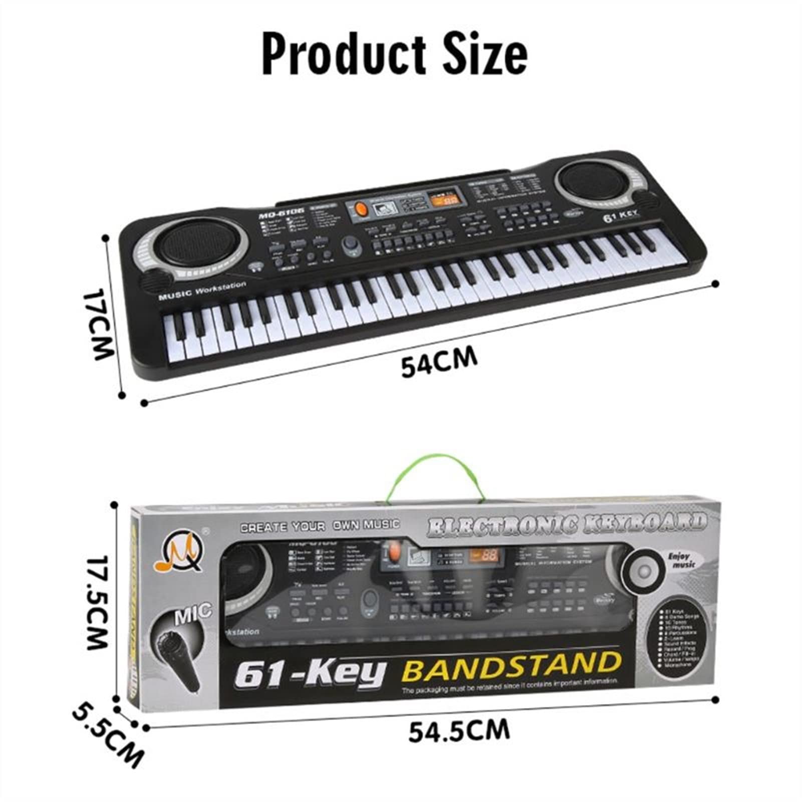 61-Key Electronic Keyboard Piano with Microphone - Portable Digital Piano Organ for Beginners & Kids - Perfect for Home Practice, Music Lessons & Live Performances