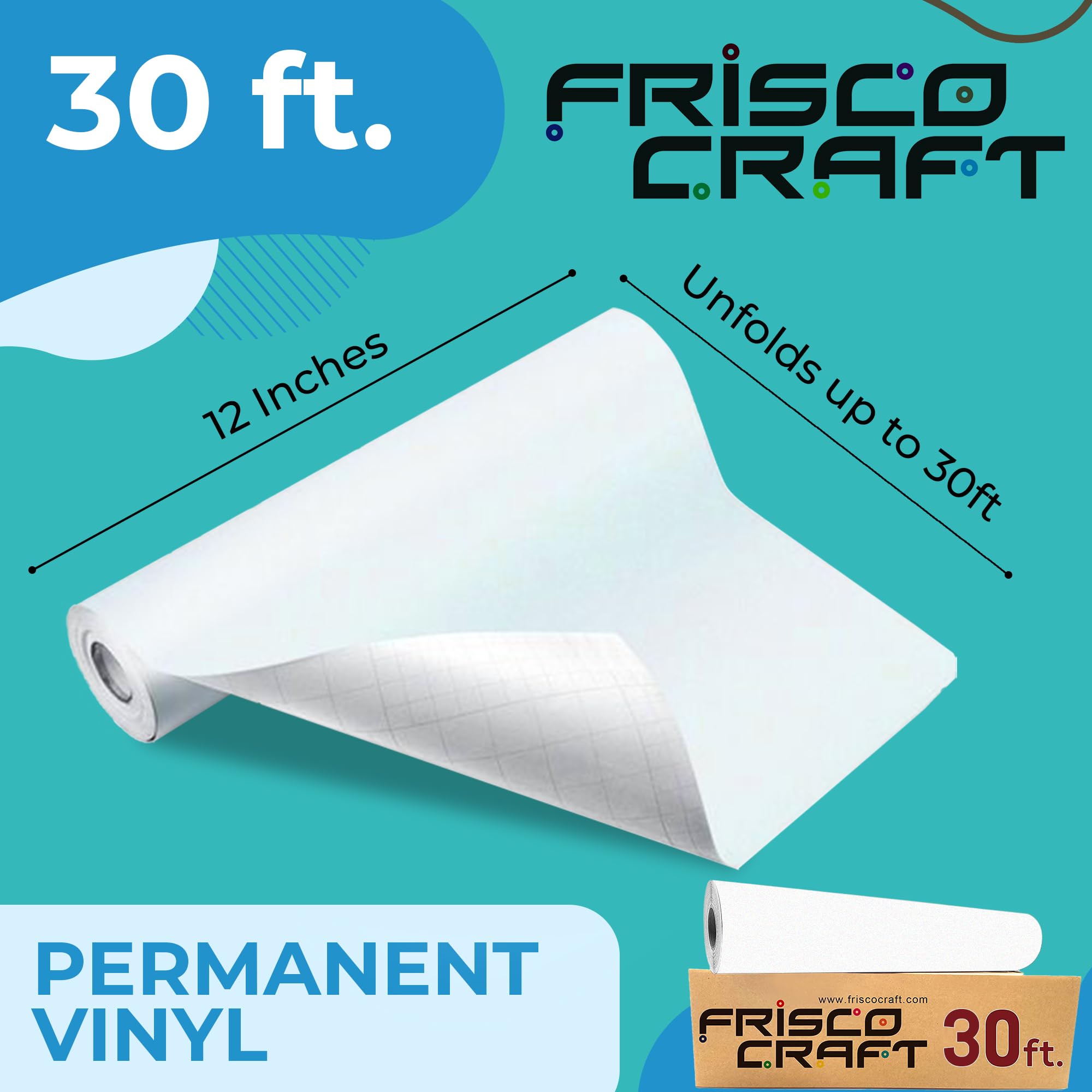 Premium Frisco Craft Matte White Permanent Adhesive Vinyl Roll - 12