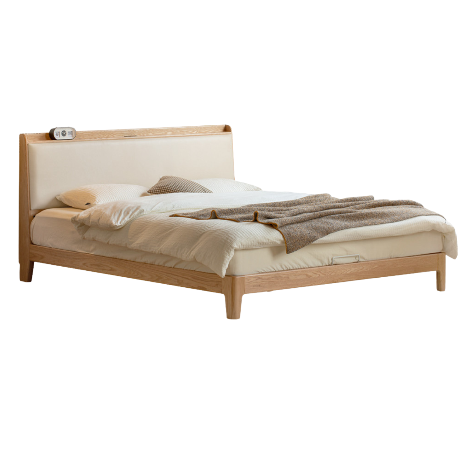 Solid Oak Wood Modern Minimalist Bed Frame - Durable & Stylish for Bedroom, Guest Room, or Studio Apartment