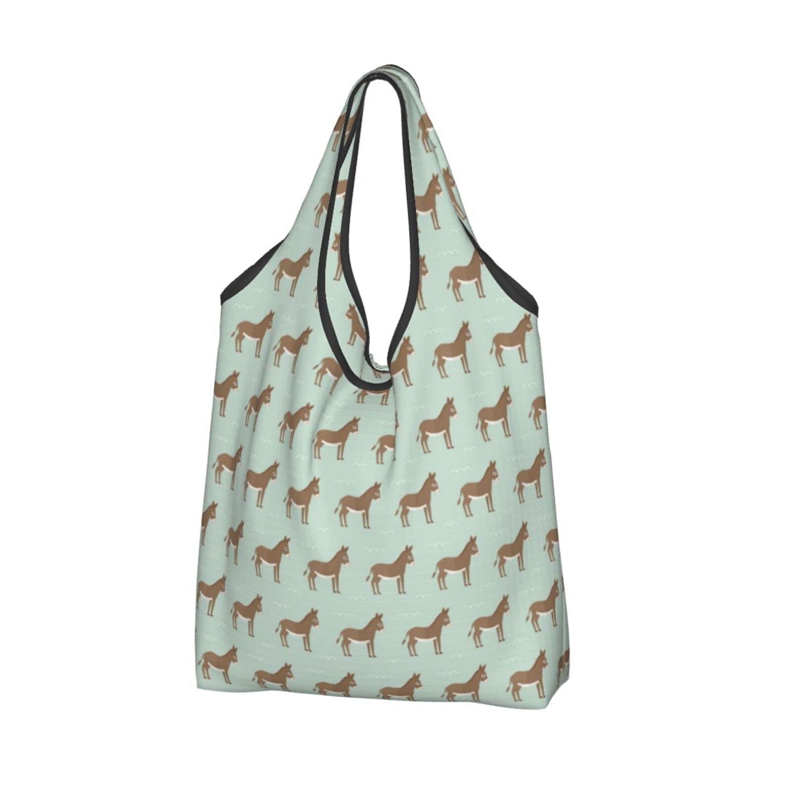 Eco-Friendly Donkey Print Reusable Shopping Bags - Waterproof Foldable Grocery Tote for Supermarket, Beach & Travel - Large Durable Market Tote Bag