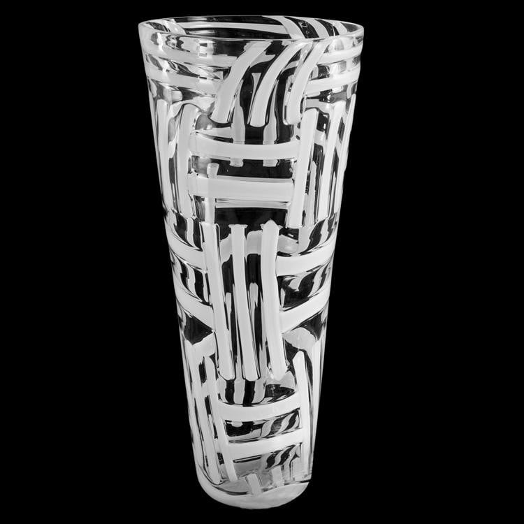 Intarsio Clear & White Vase - Elegant Glass Flower Vase for Home Decor, Wedding Centerpieces & Gift Giving