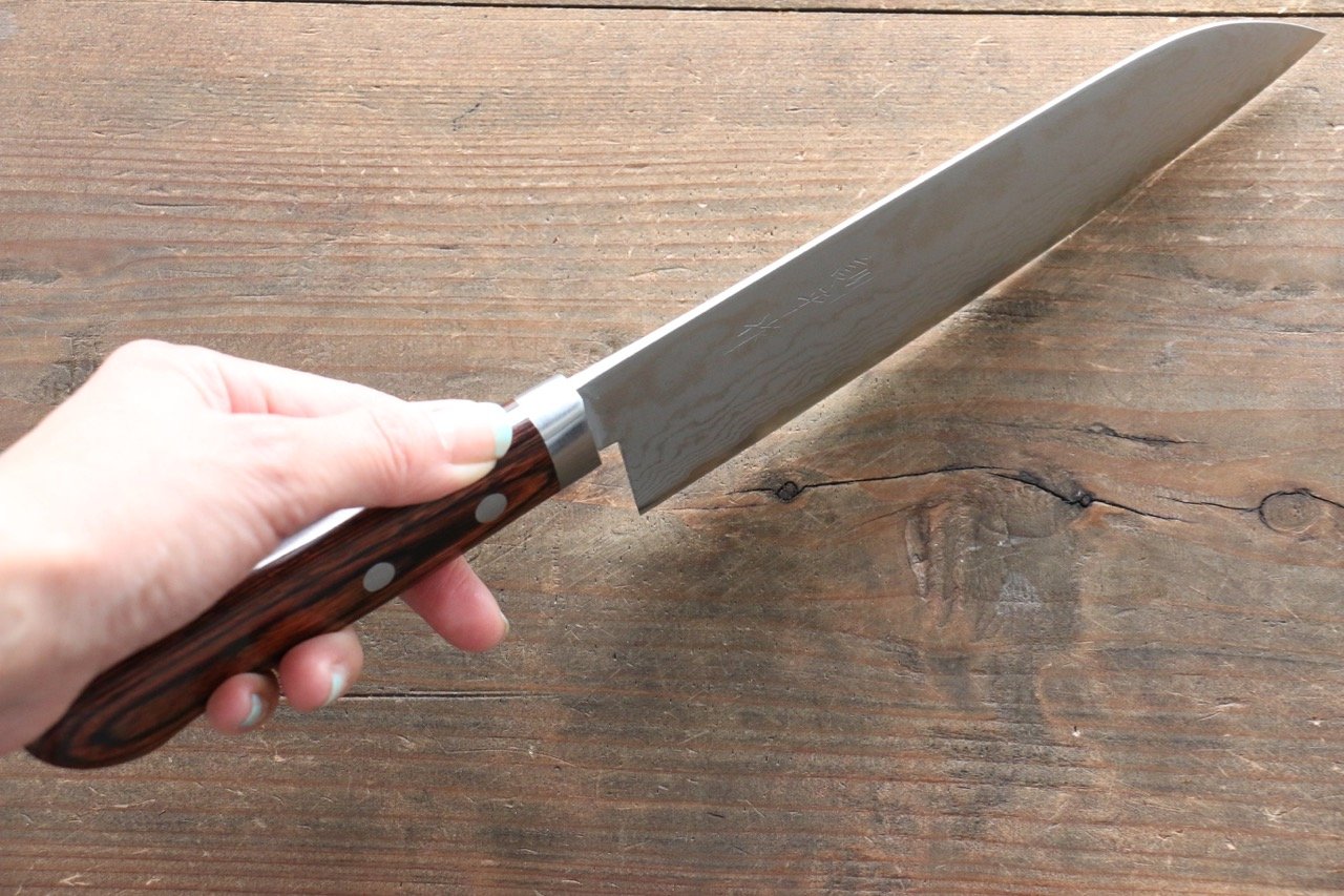 Premium Kunihira Tanzo VG1 Damascus Santoku Knife 170mm - Japanese Chef Knife with Mahogany Handle - Perfect for Slicing, Dicing & Precision Cooking in Professional & Home Kitchens