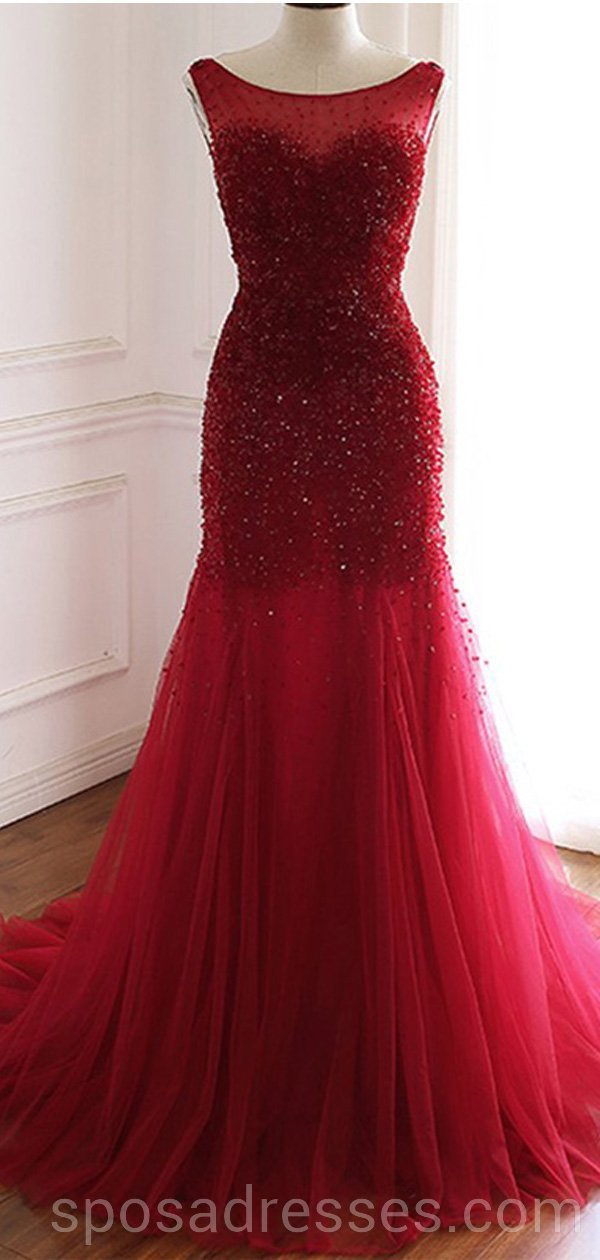 Elegant Mermaid See-Through Red Long Evening Prom Dress - Custom Fit Formal Gown for Prom, Homecoming & Special Occasions | Perfect for Dances, Parties & Red Carpet Events