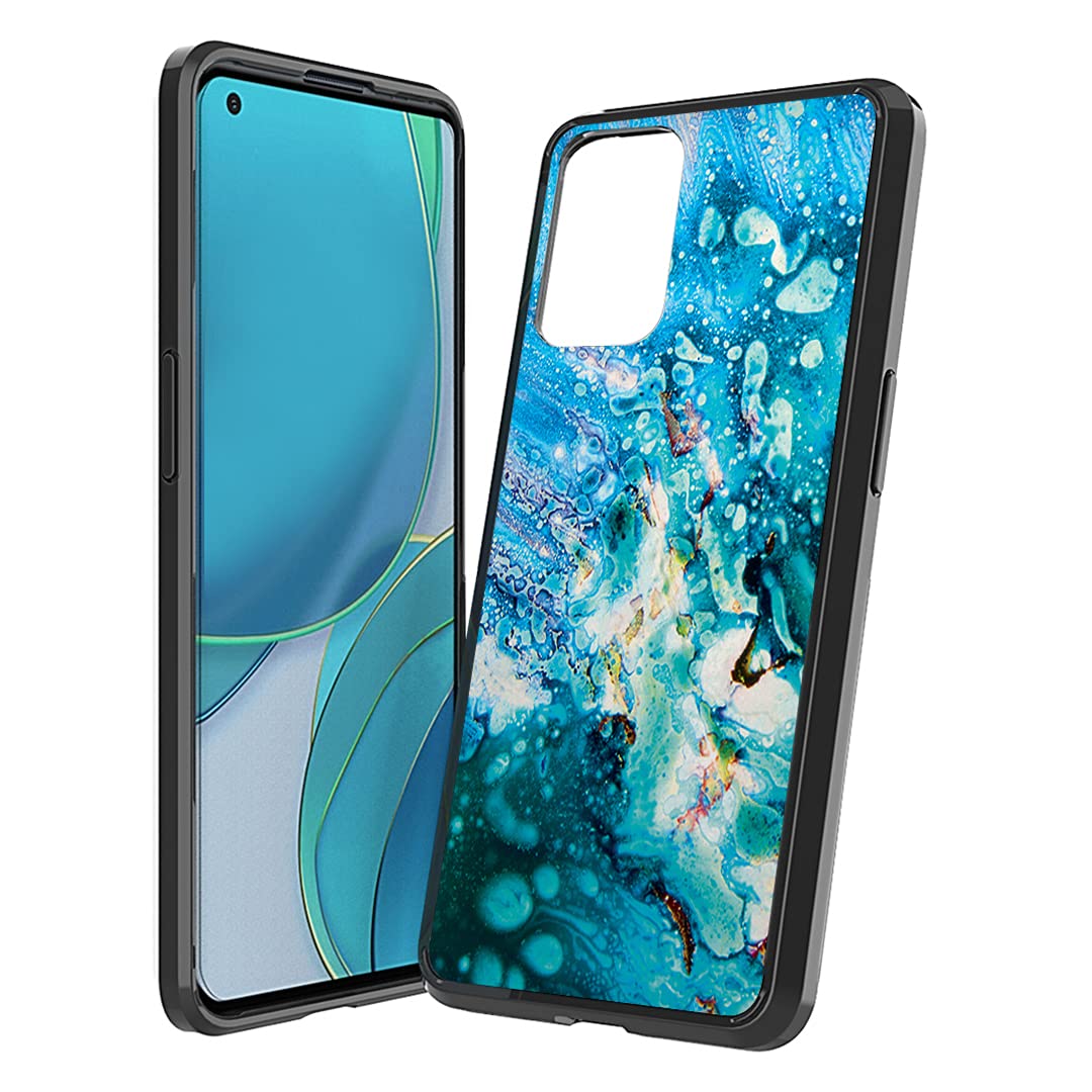 OnePlus 9 5G Case - Slim Hybrid Gel Cover for Women & Men | Trendy Blue Geode Design | Perfect for Daily Use & Travel