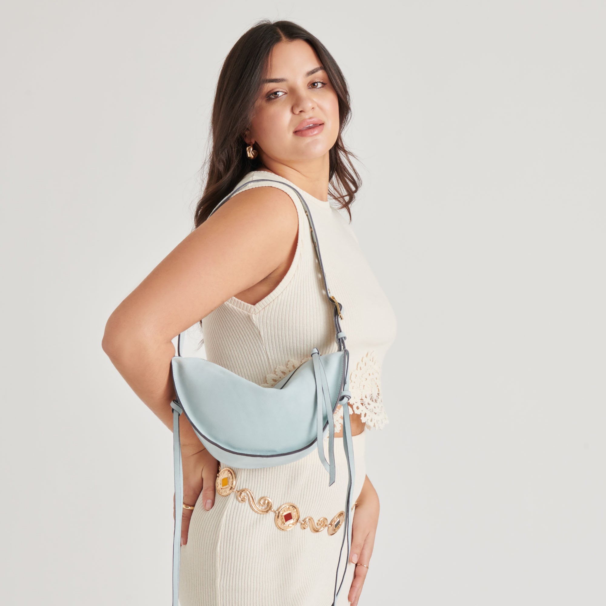 VERONA Shoulder Bag for Women - Blue Suede Leather Crossbody Purse - Stylish & Durable Handbag for Work, Travel & Everyday Use