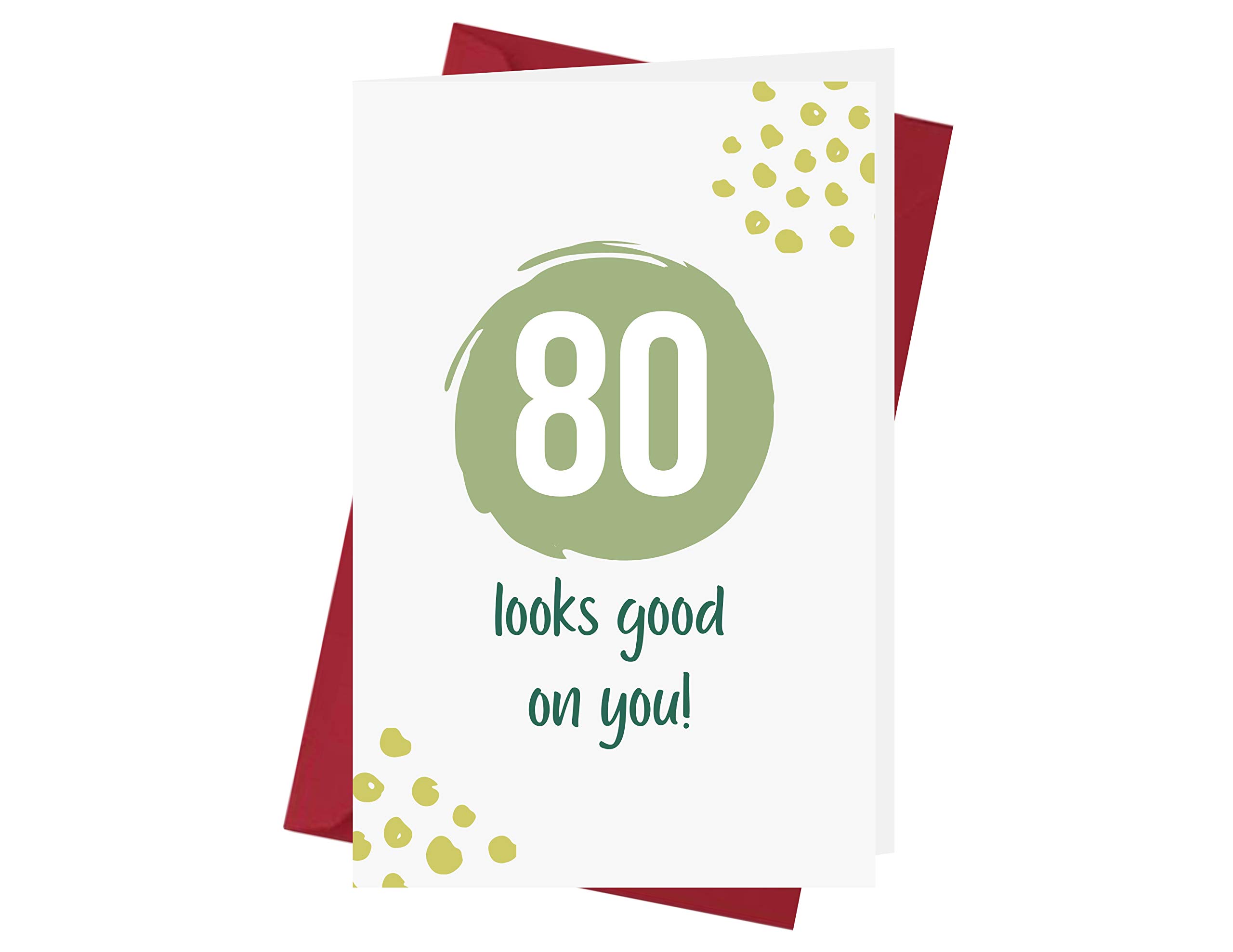 80th Birthday Card - Funny 80 Years Old Anniversary Greeting Card with Red Envelope - Perfect for Milestone Birthday Celebrations, Retirement Parties & Grandparent Gifts