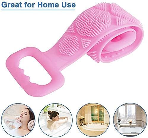 Premium Double-Sided Silicone Body Scrubber Brush - Long Back Exfoliating Shower Strap for Deep Cleaning - Ideal for Men & Women (Random Color, Pack of 1) - Perfect for Spa Days, Exfoliation & Back Acne Treatment