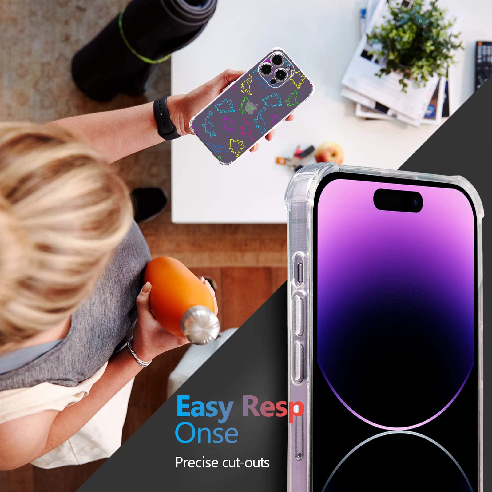 **Funny Dino Design iPhone 11 Pro Max Case - Rainbow Pattern, 6.6 ft Drop Protection, Soft TPU Cover with Screen Protector | Perfect for Kids, Dinosaur Lovers & Trendy Style**