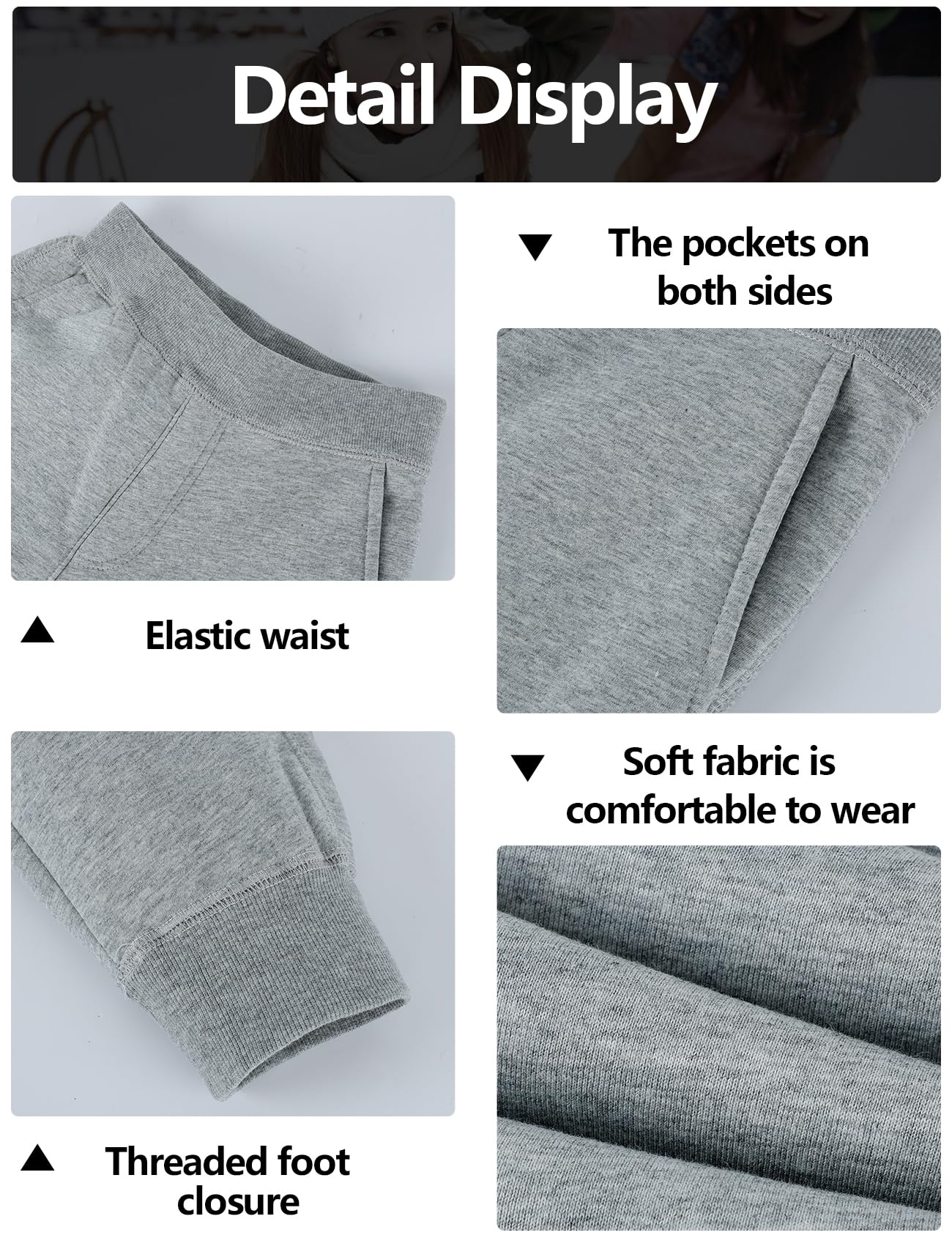 Gihuo Unisex Boys Girls Winter Warm Sherpa Lined Sweatpants Joggers - Cozy Fleece-Lined Pants for Cold Weather, Outdoor Activities & Lounge Wear