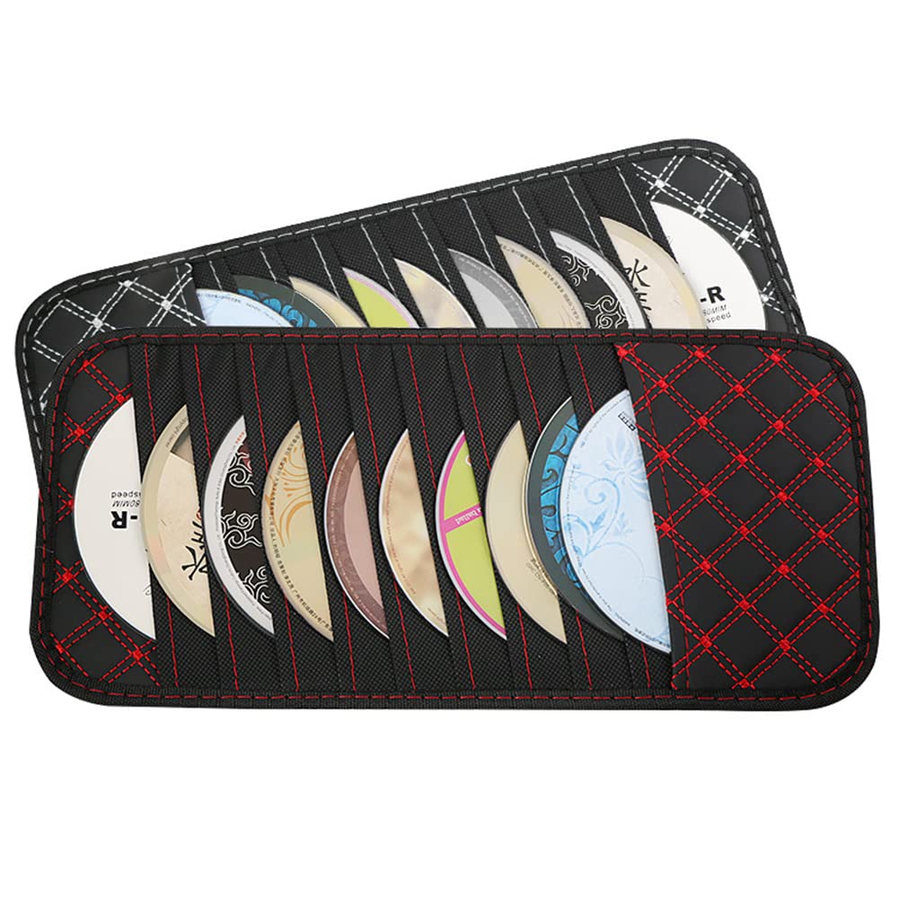 SEADEAR 10-Slot Car CD Holder & DVD Storage Case - Sun Visor Organizer for CDs & DVDs - Compact & Durable White Car Accessory (Perfect for Road Trips, Commuting & Music Lovers)