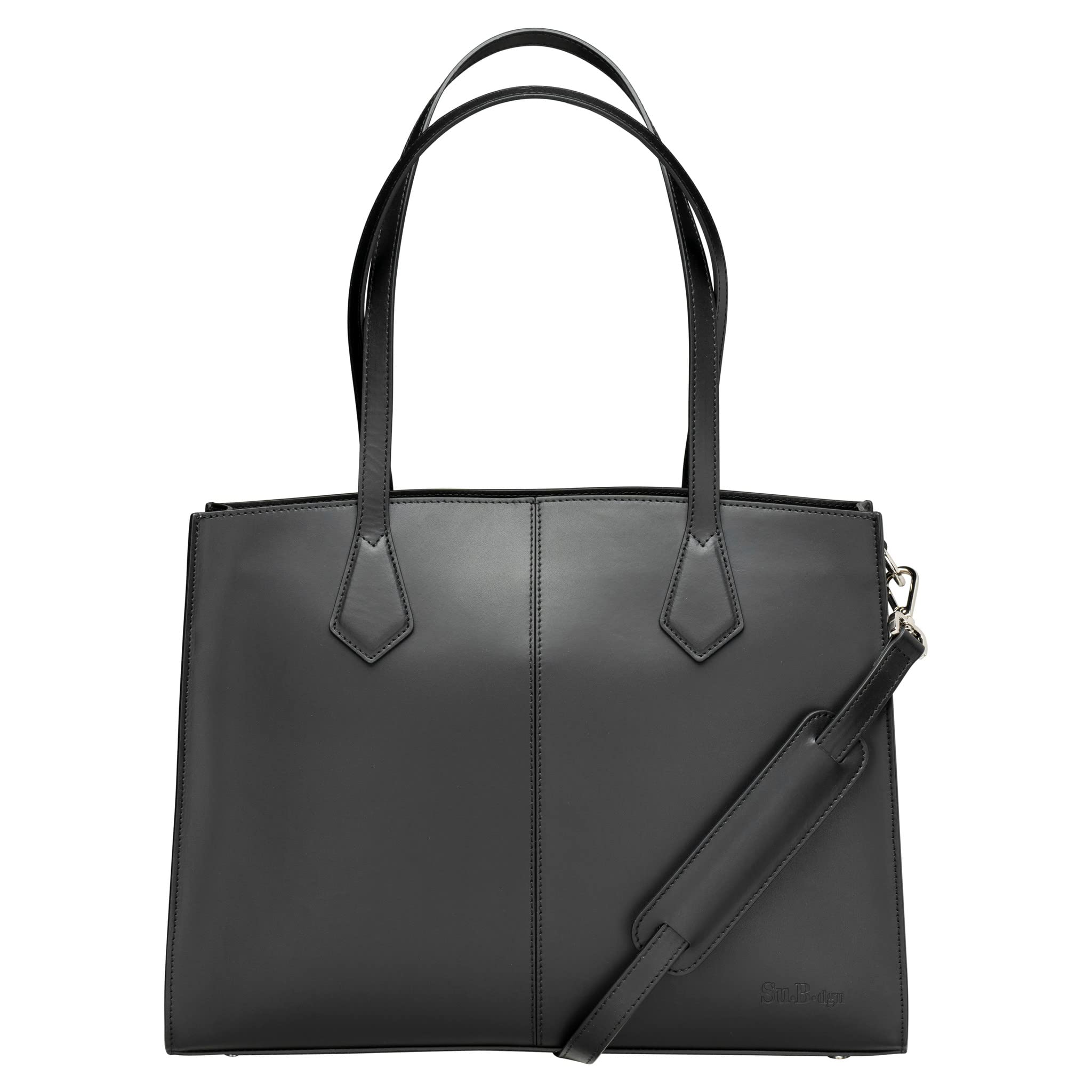 14 Inch Laptop Tote Bag for Women - Stylish Leather Work Bag with Adjustable Shoulder Strap & Luggage Strap - Perfect for Office, Business Travel & Daily Commute
