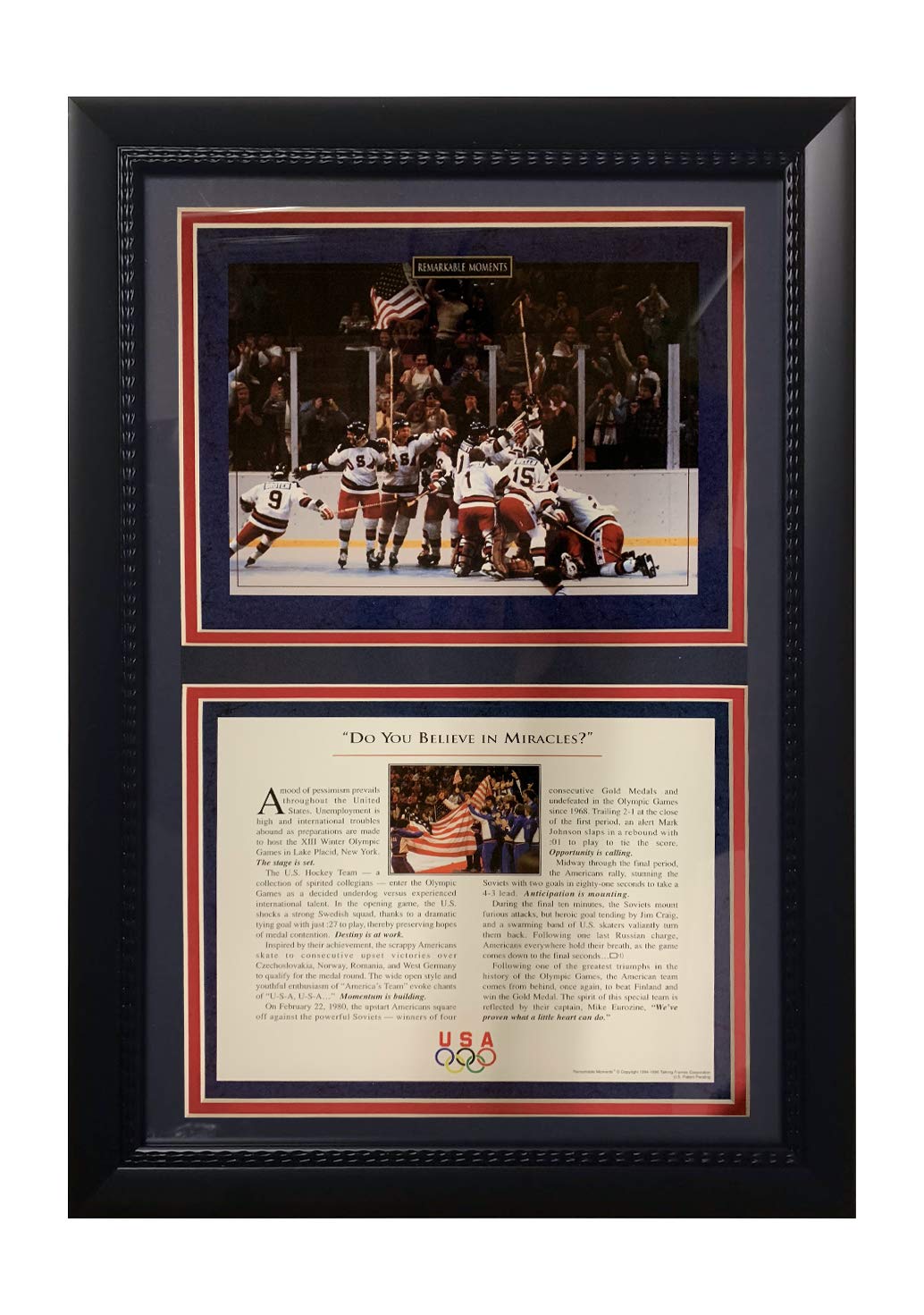 Encore USA Hockey Miracle on Ice 12x18 Framed Poster - Perfect for Sports Fans, Man Cave Decor & Hockey Memorabilia Collectors