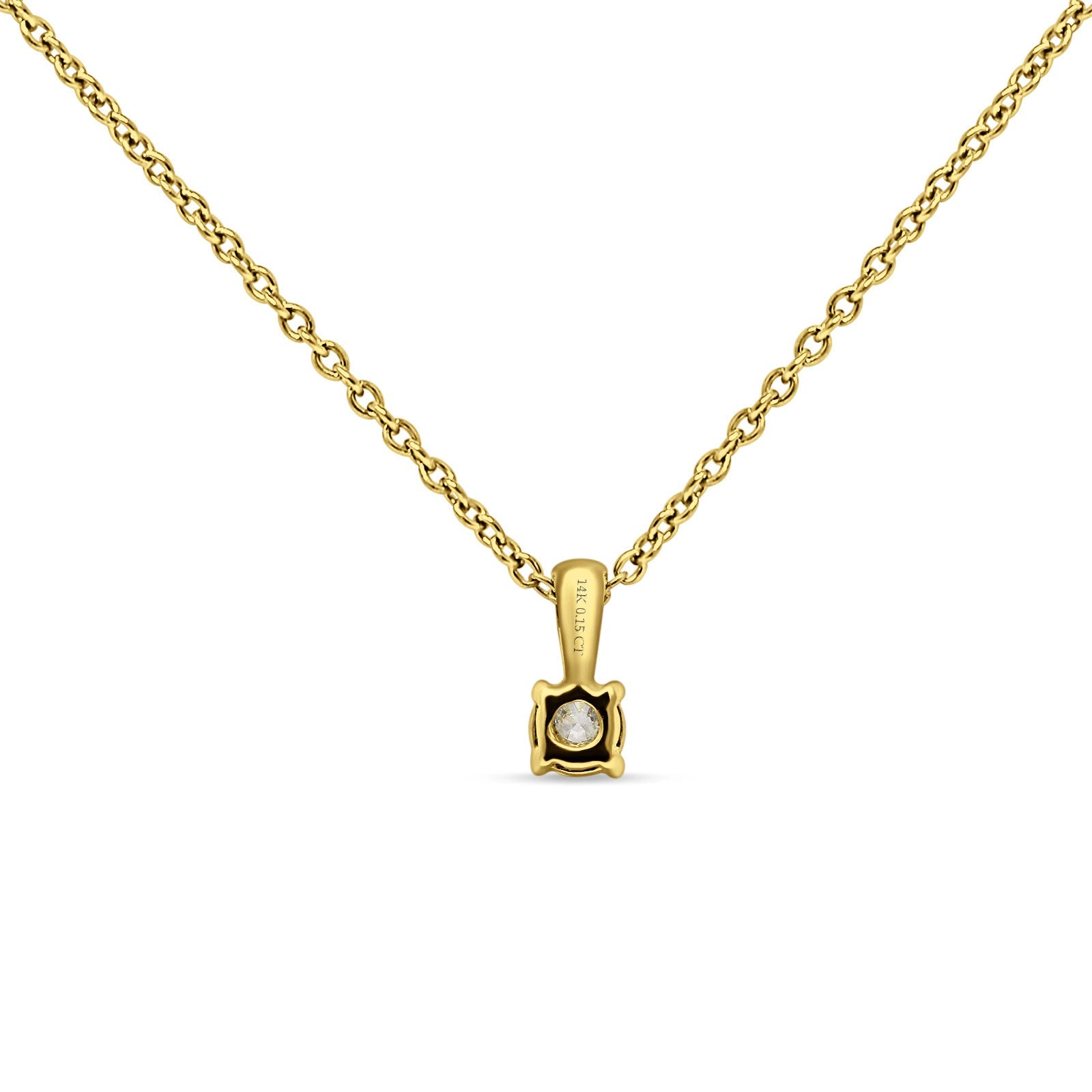 14K Gold 0.15ct Diamond Solitaire Pendant Necklace - 18 Inch Chain for Women, Elegant Gift for Anniversary, Valentine's Day & Special Occasions