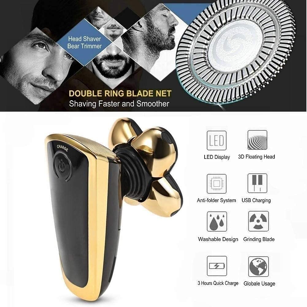 Men's Electric Shaver for Bald Heads - Cordless Rechargeable Rotary Razor & Beard Trimmer | Wet & Dry Use | Perfect for Travel, Gym & Daily Grooming