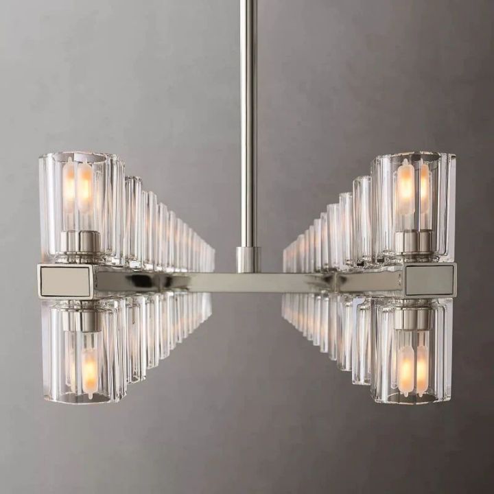 Elegant Aurora Wine Glass Rectangular Chandelier - 54 Inch Modern Crystal Ceiling Light for Dining Room, Living Room & Bedroom Decor