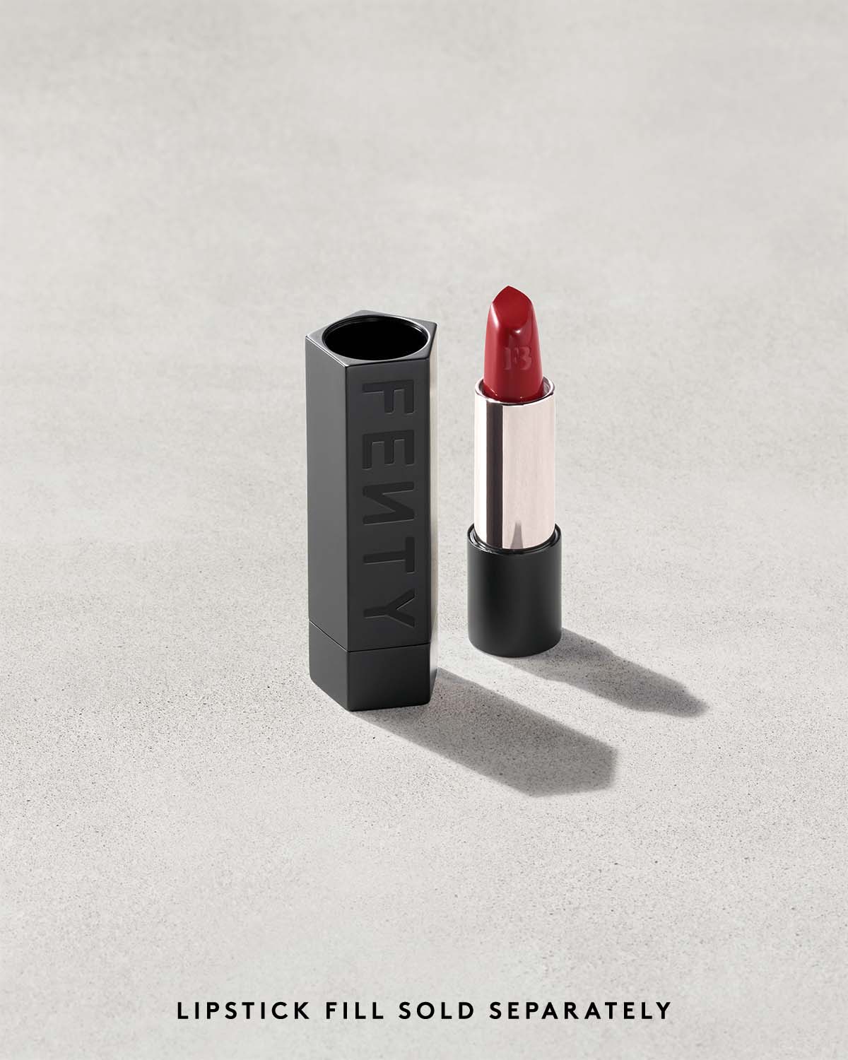 Fenty Icon The Case Semi Matte Refillable Lipstick - Matte Black | Long-Lasting Vegan Lip Color | Perfect for Night Out, Date Night & Special Occasions