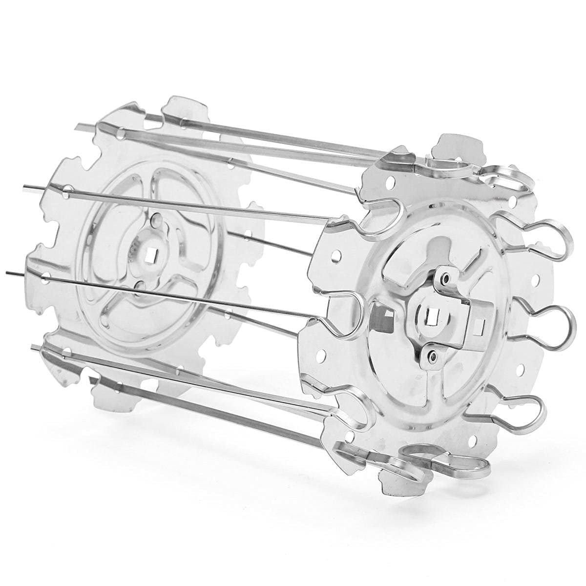 SCYMX Stainless Steel BBQ Grill Basket - Heavy Duty Kebab Maker & Meat Skewer Rack for Grilling, Roasting, Air Frying - Perfect for Backyard BBQs, Camping & Outdoor Cooking Accessories
