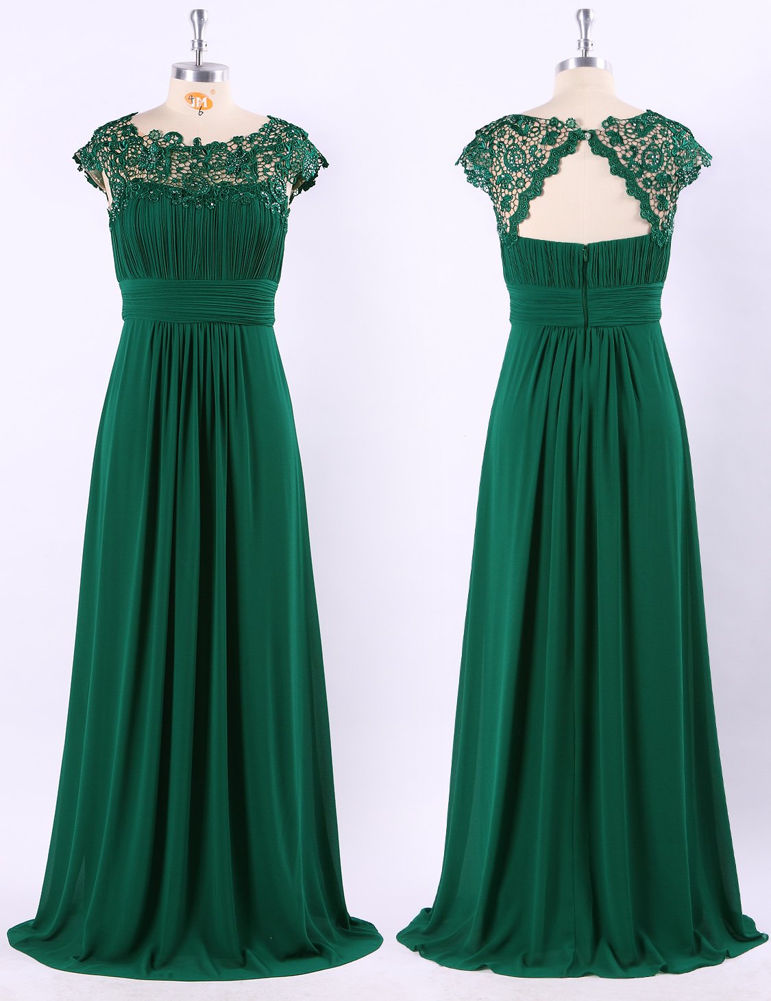 Ever-Pretty Women's Elegant Cap Sleeve Ruched Lace Chiffon Evening Gown - Formal Party Dress for Prom, Wedding, Cocktail & Special Occasions